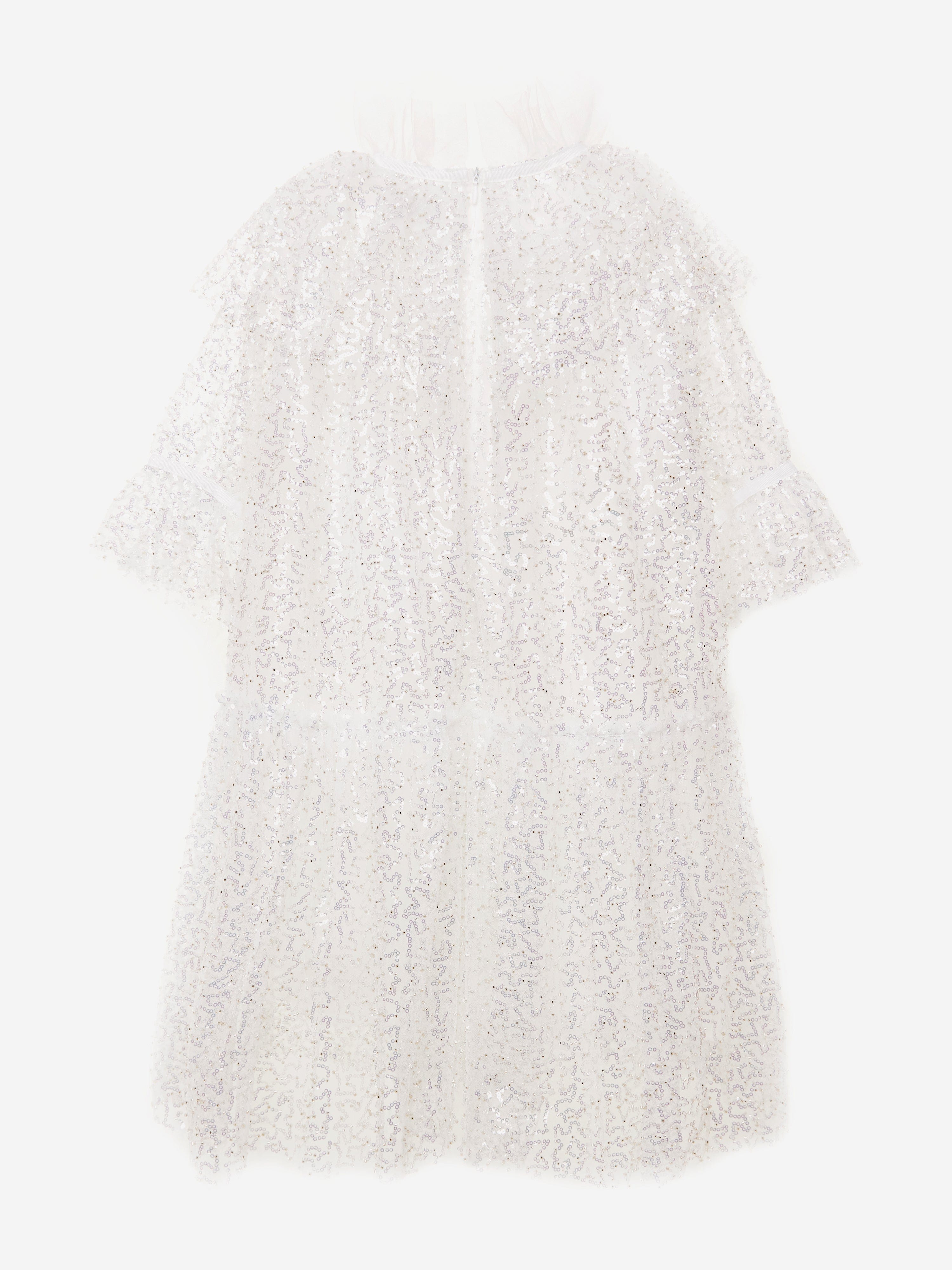 BCBG Girls Sequin Tulle Dress in White