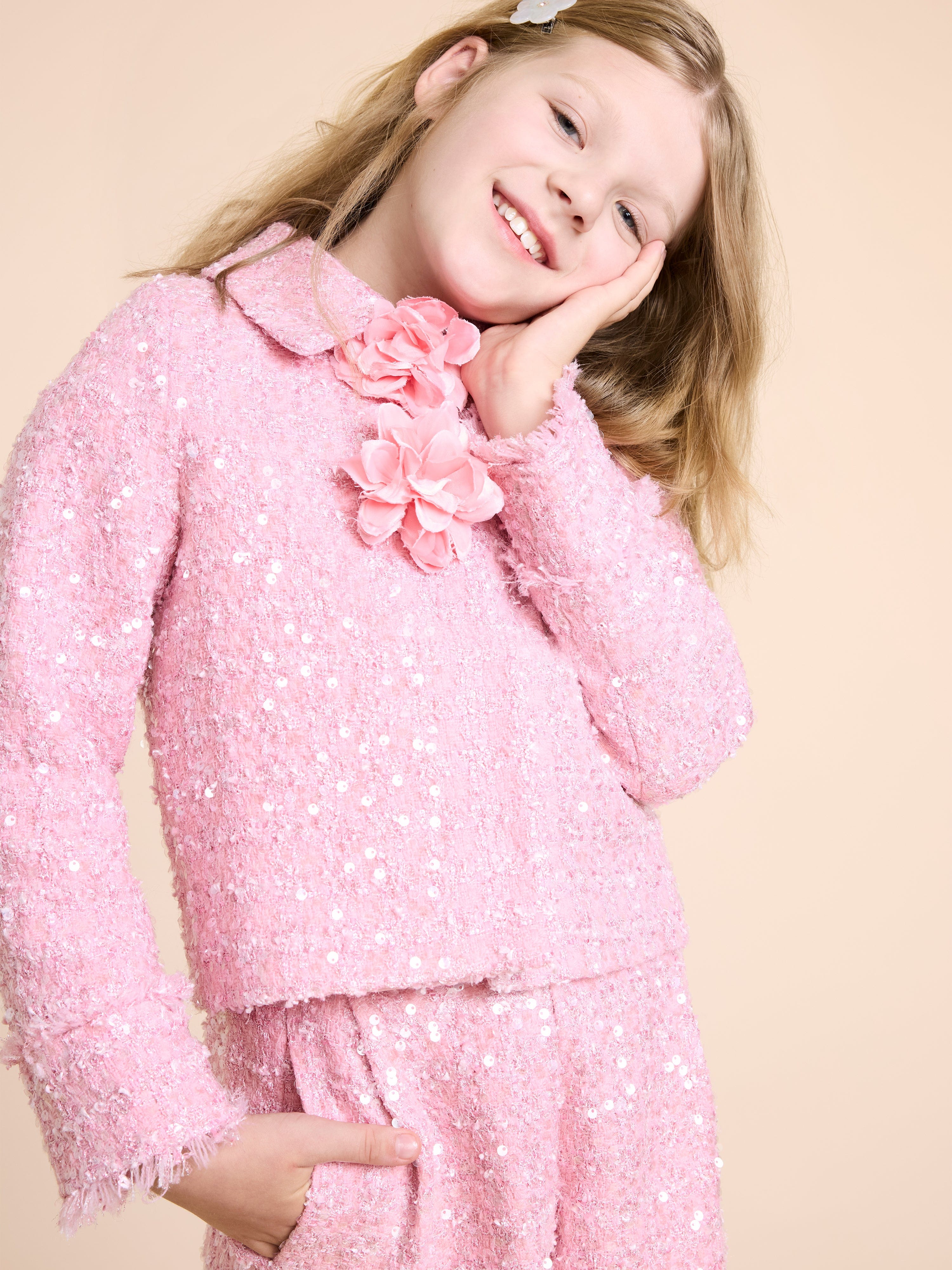 BCBG Girls Rose Tweed Jacket in Pink