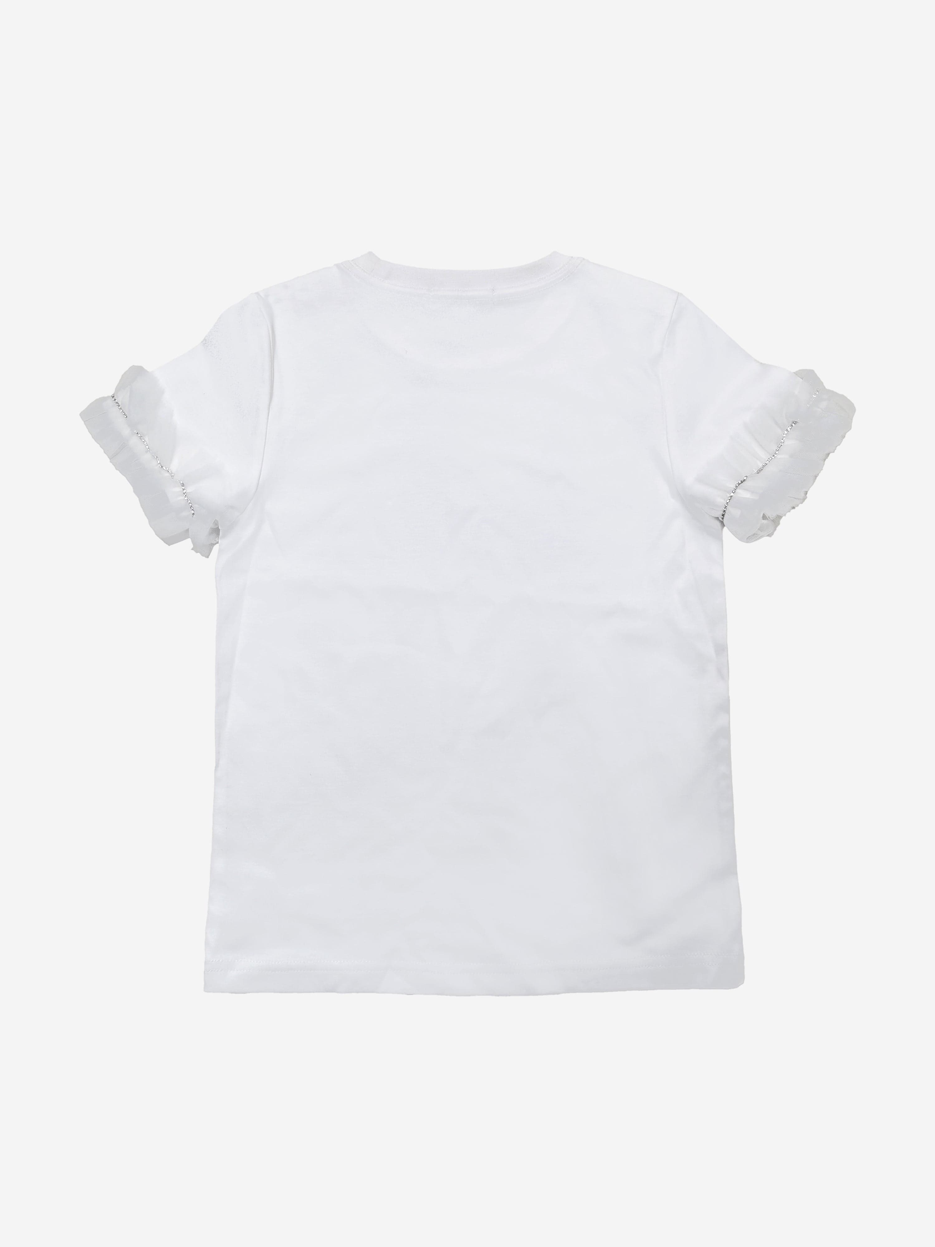 BCBG Girls Ruffle Sleeve T-Shirt in White