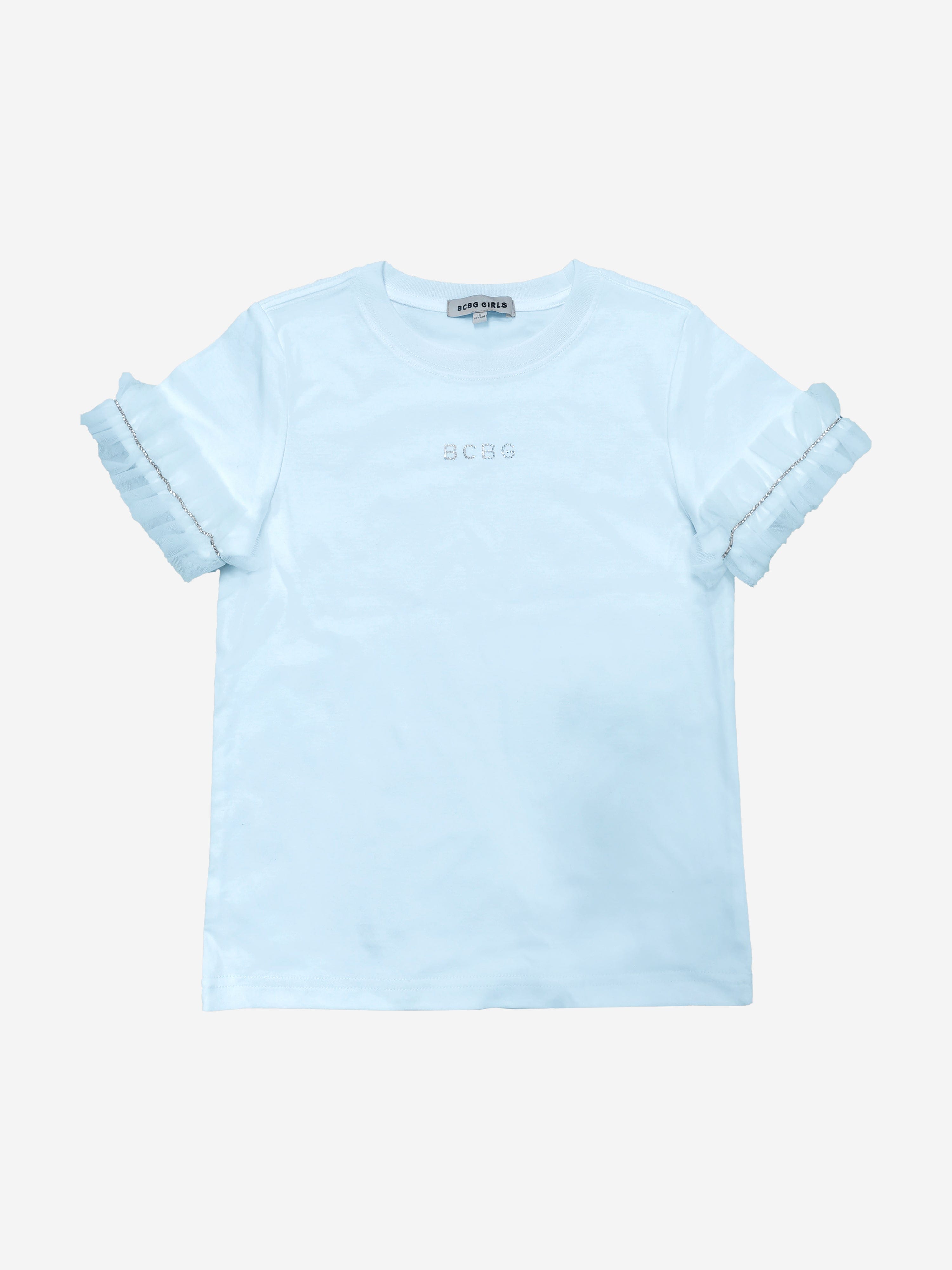 Girls Ruffle Sleeve T-Shirt in Blue