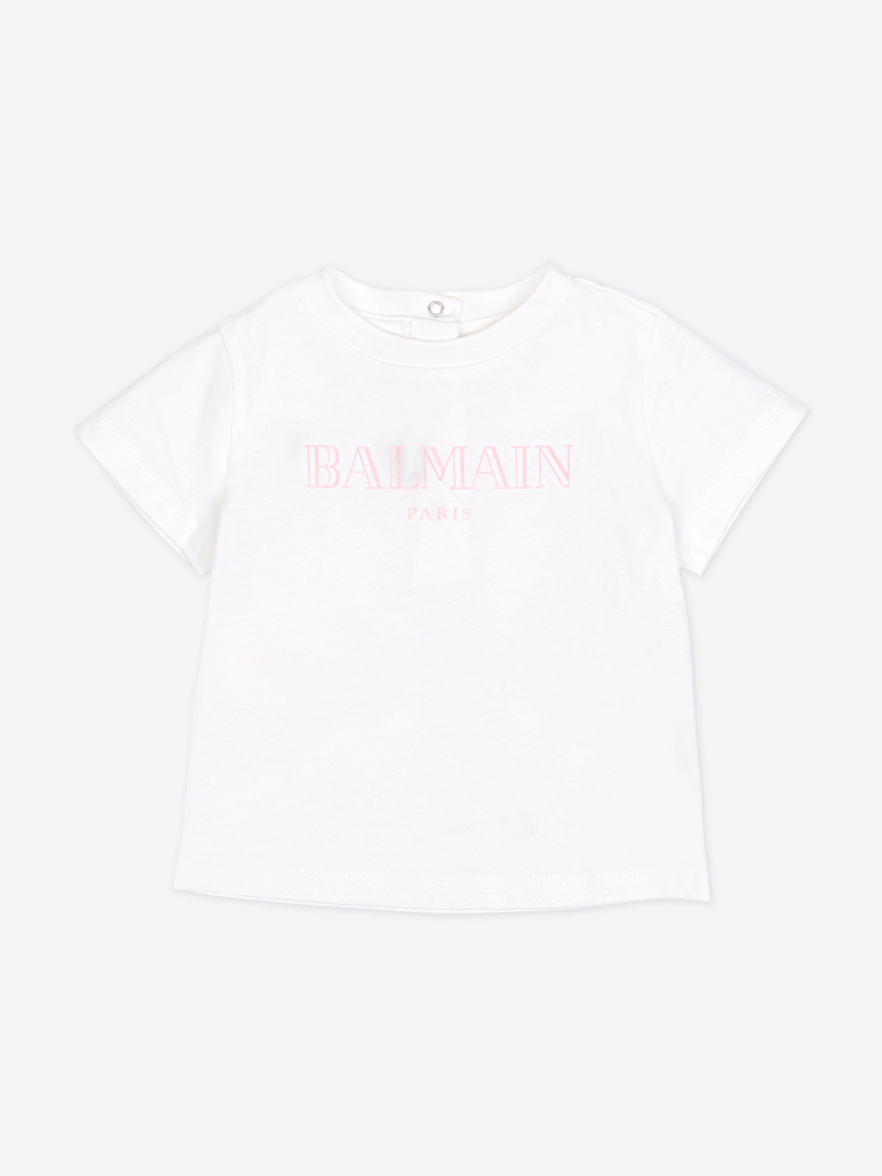 Balmain Baby Girls Logo T-Shirt in White