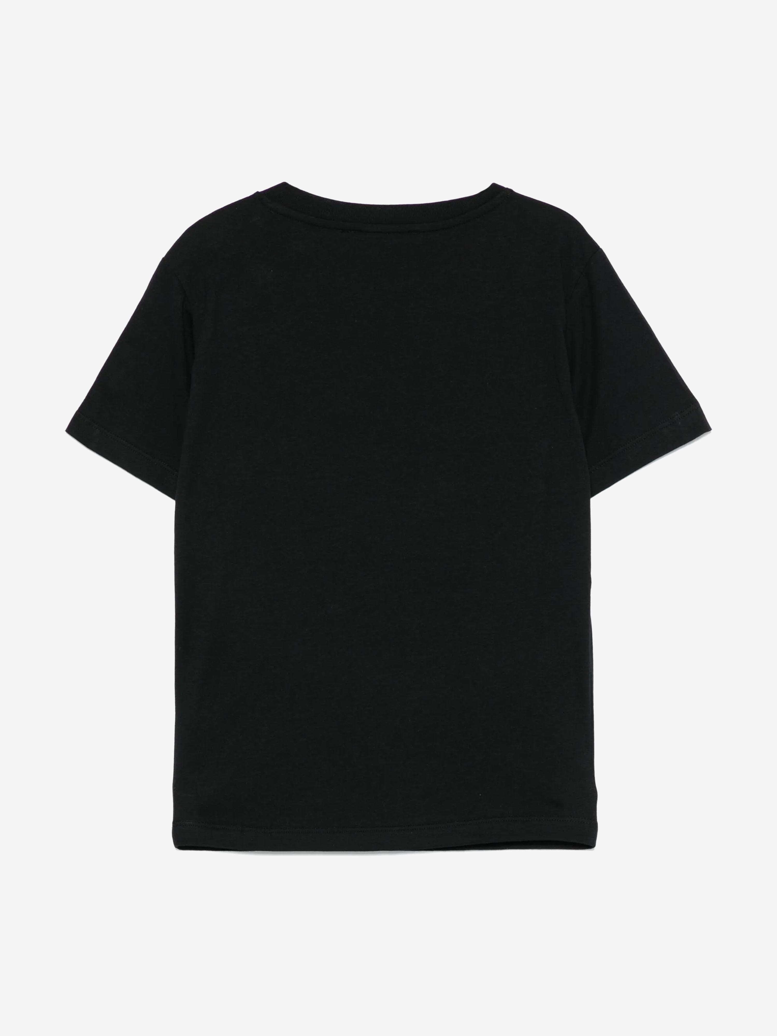 Balmain Girls Buttoned Logo T-Shirt in Black