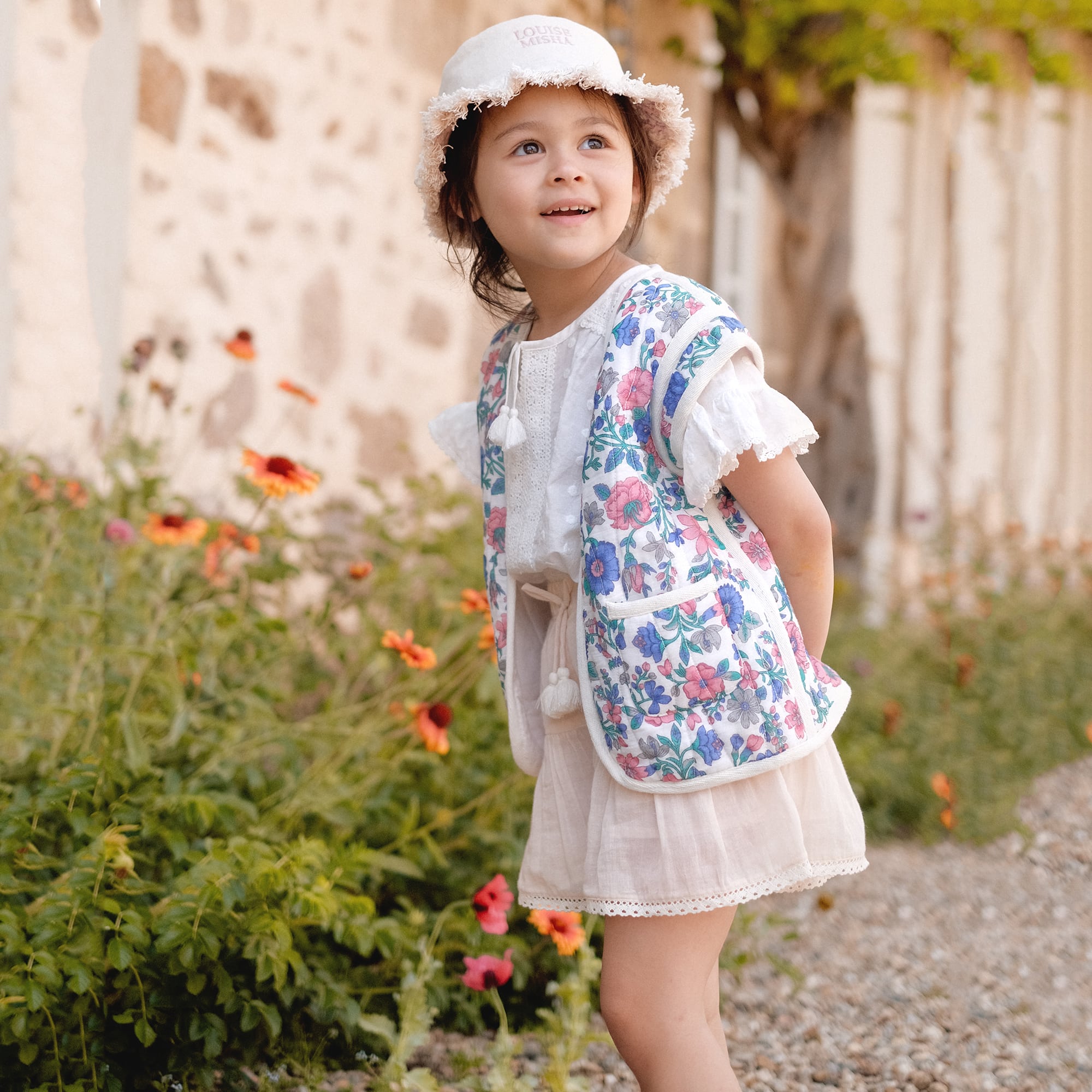 Girls White Ruffled Cotton Top