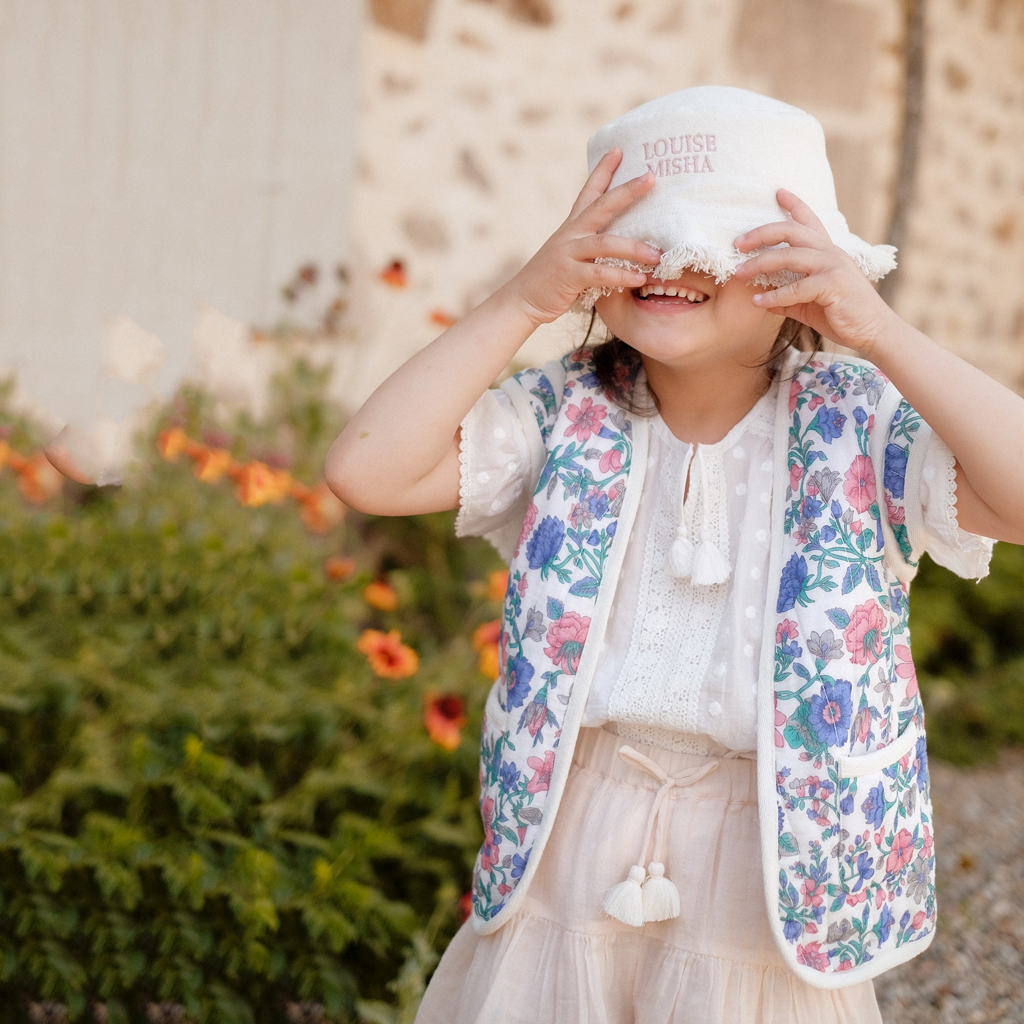 Girls White Ruffled Cotton Top