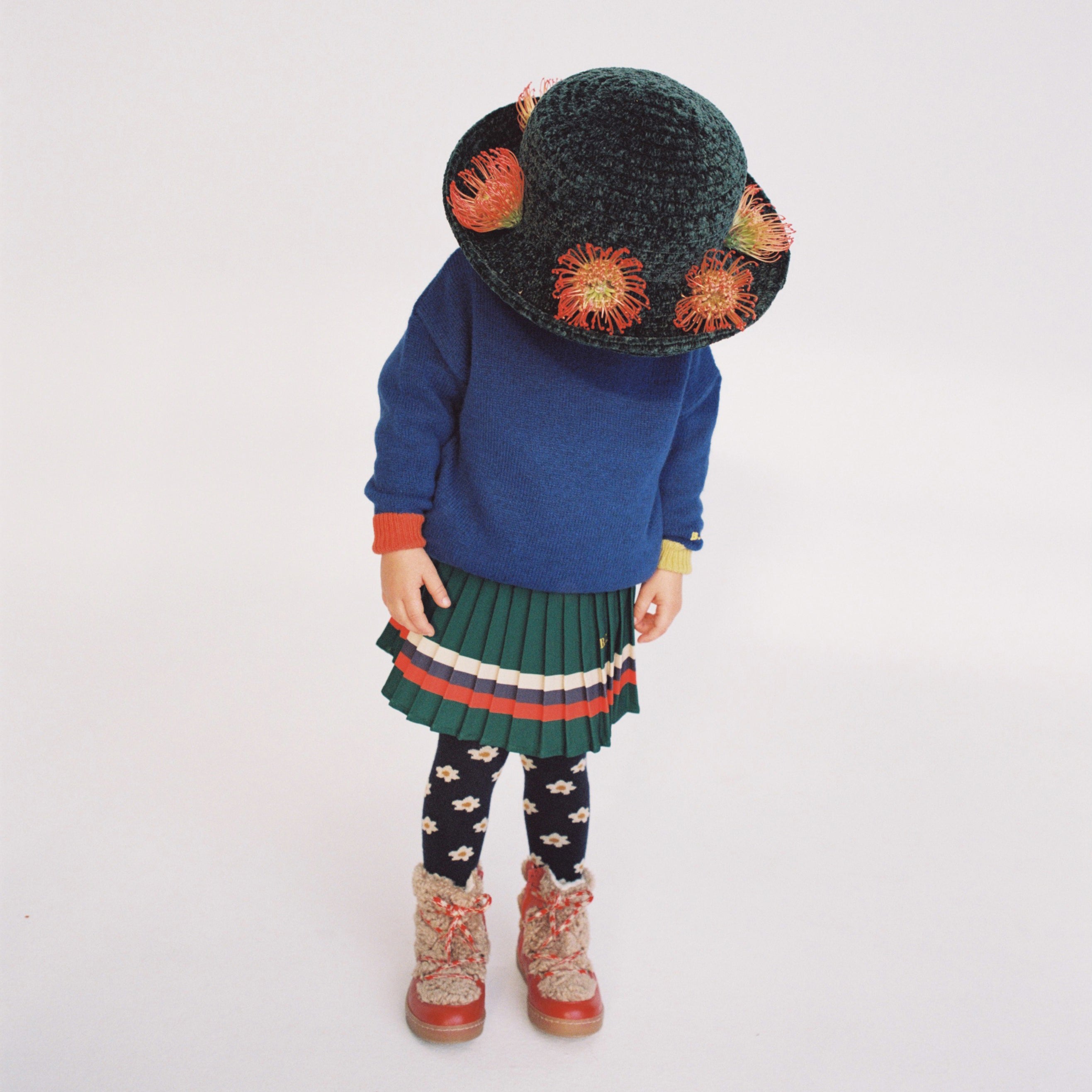 Girls Green Pleated Skirt