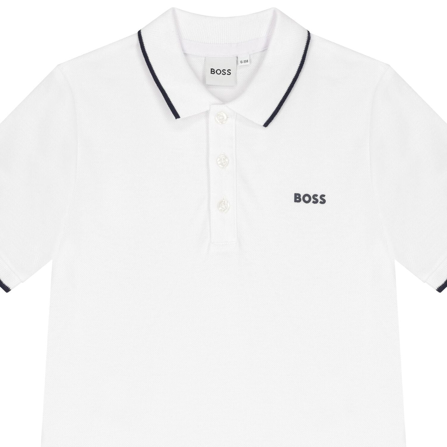 Boys White Cotton Polo Shirt