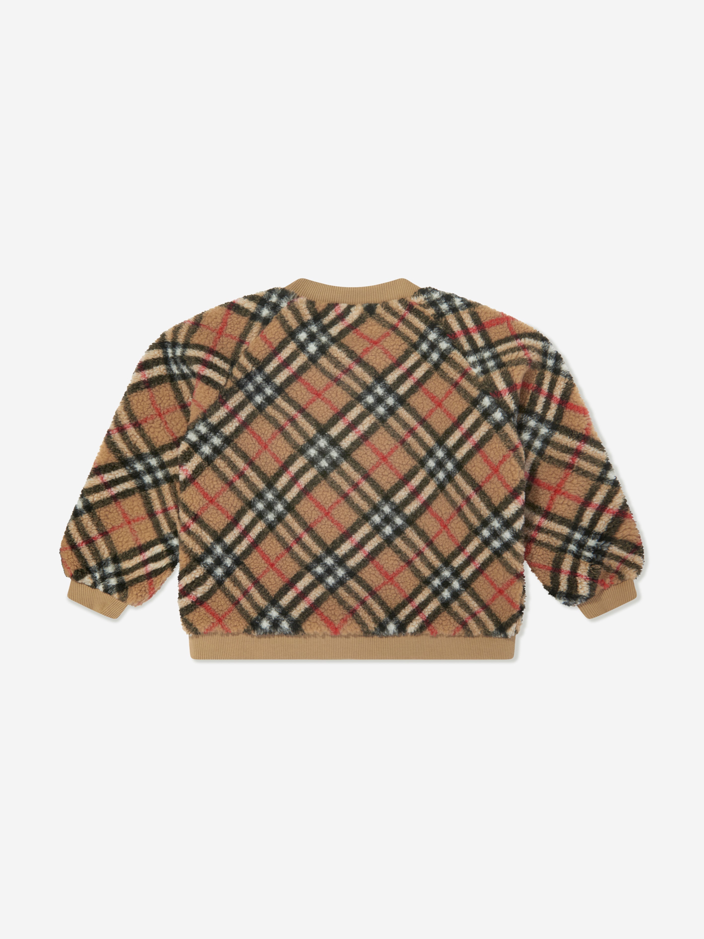 Kids Archive Check Fleece Sweatshirt in Beige