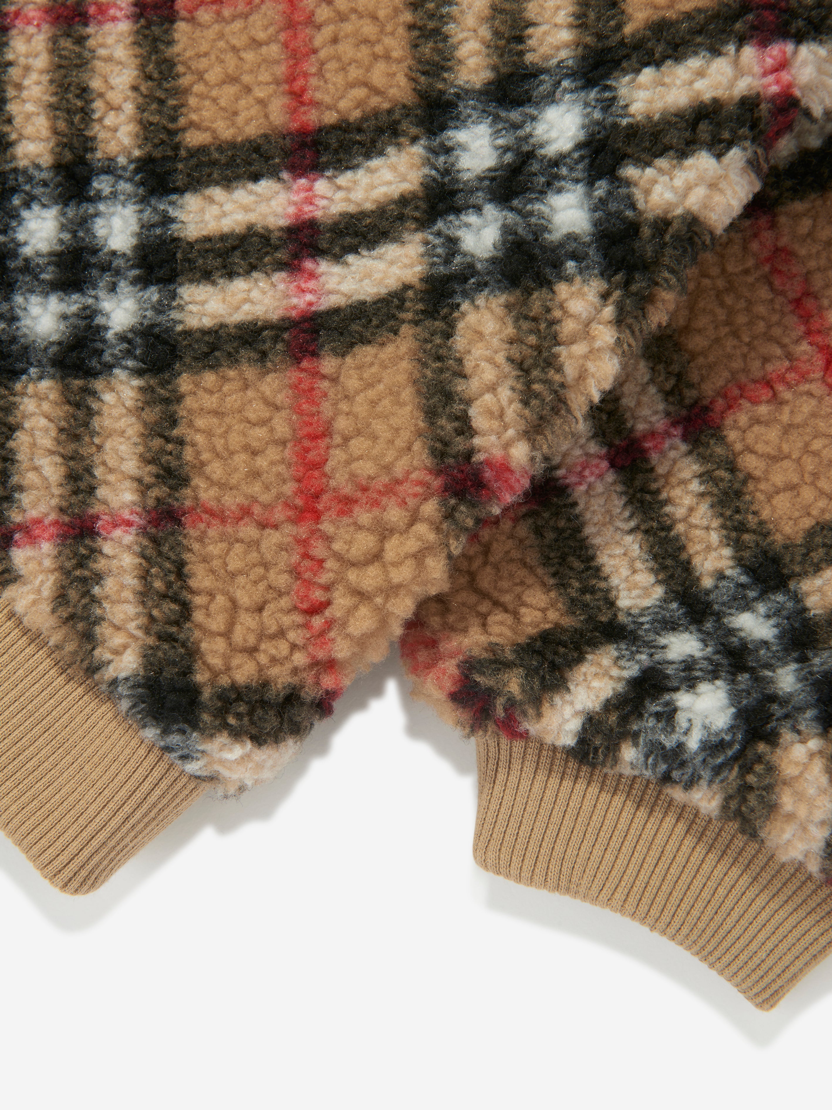 Kids Archive Check Fleece Sweatshirt in Beige