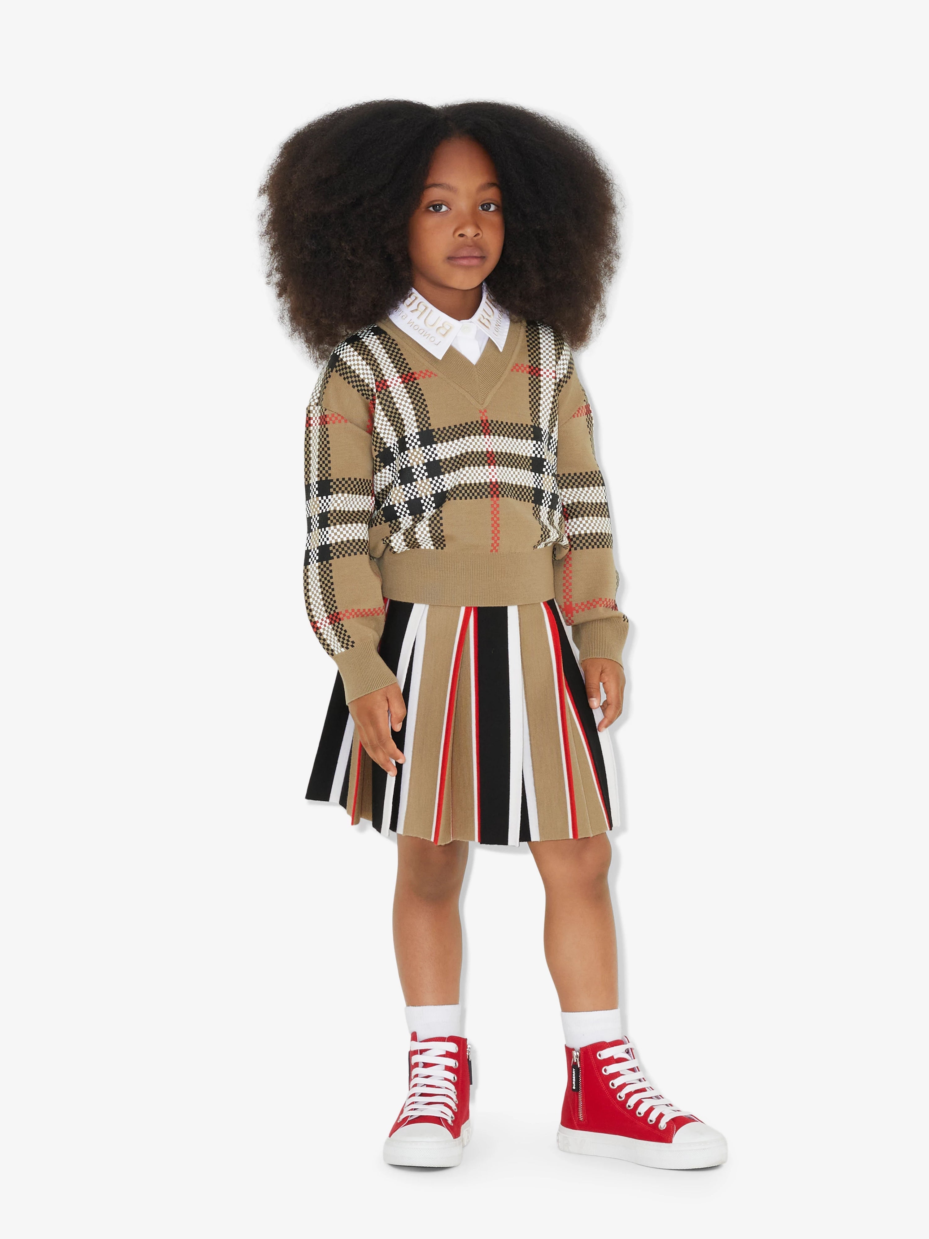 Girls Amelia Stripe Skirt in Archive Beige