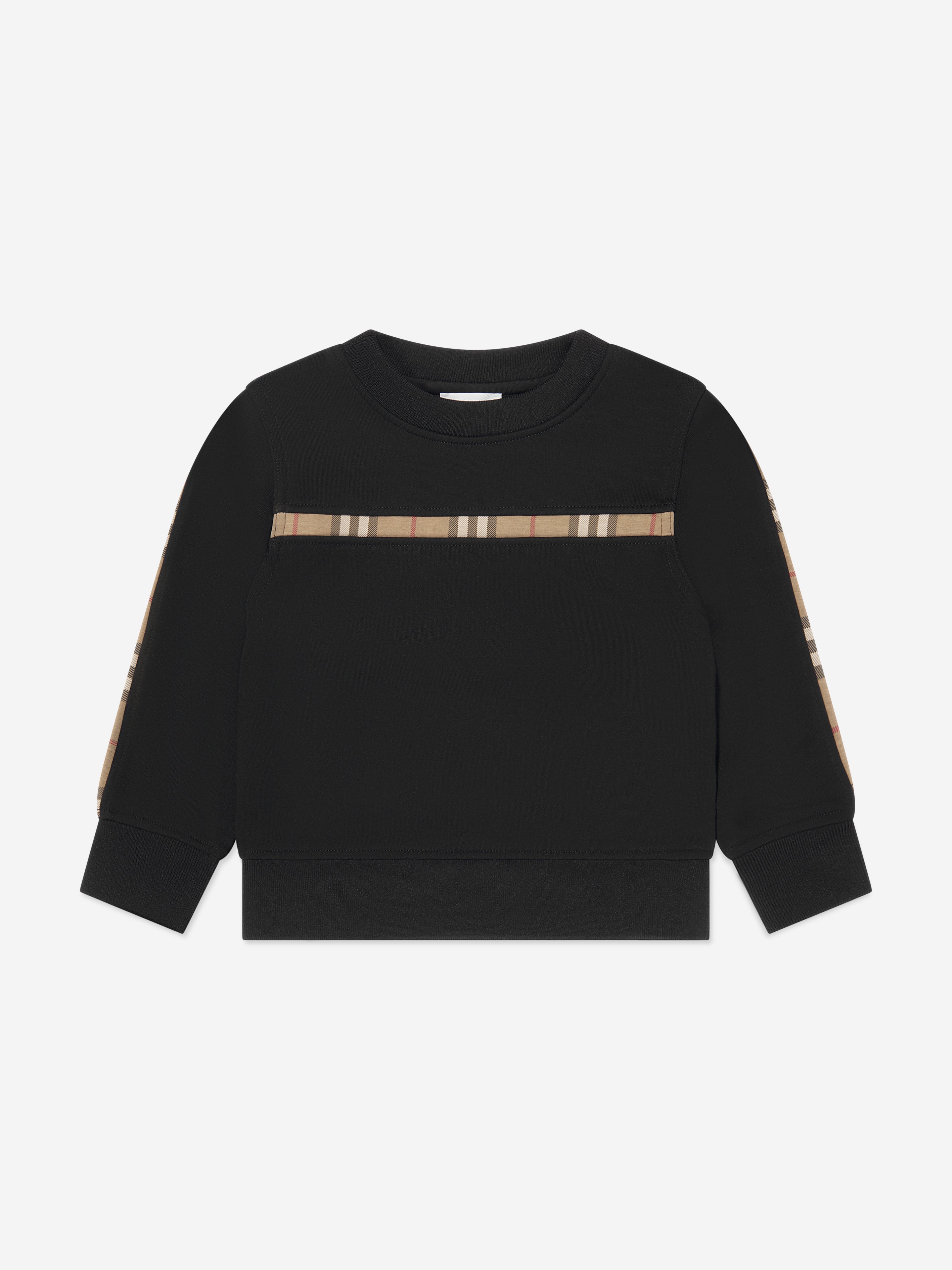 Girls Check Insert Sweatshirt in Black