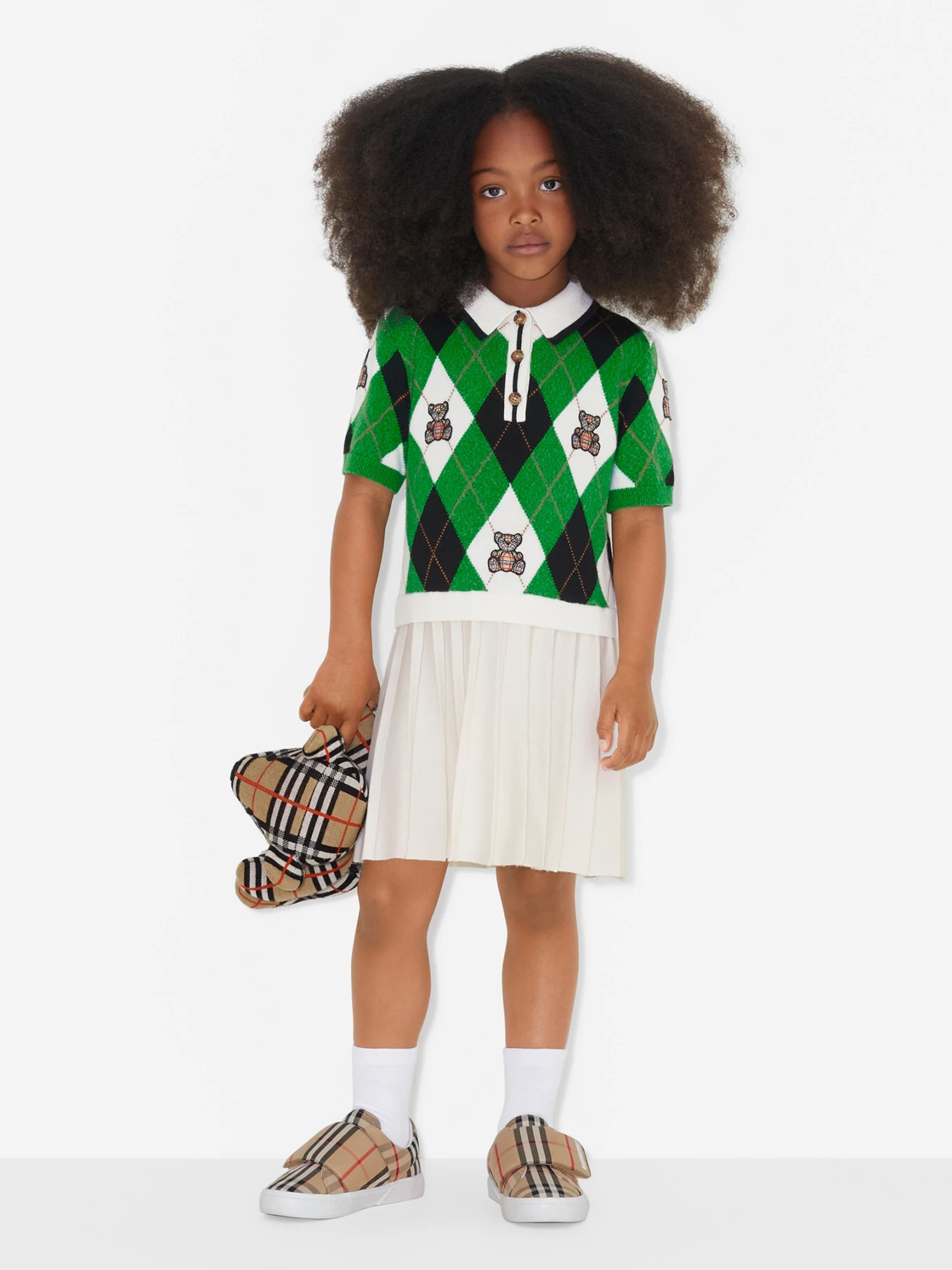 Girls Bess Argyle Dress in Green