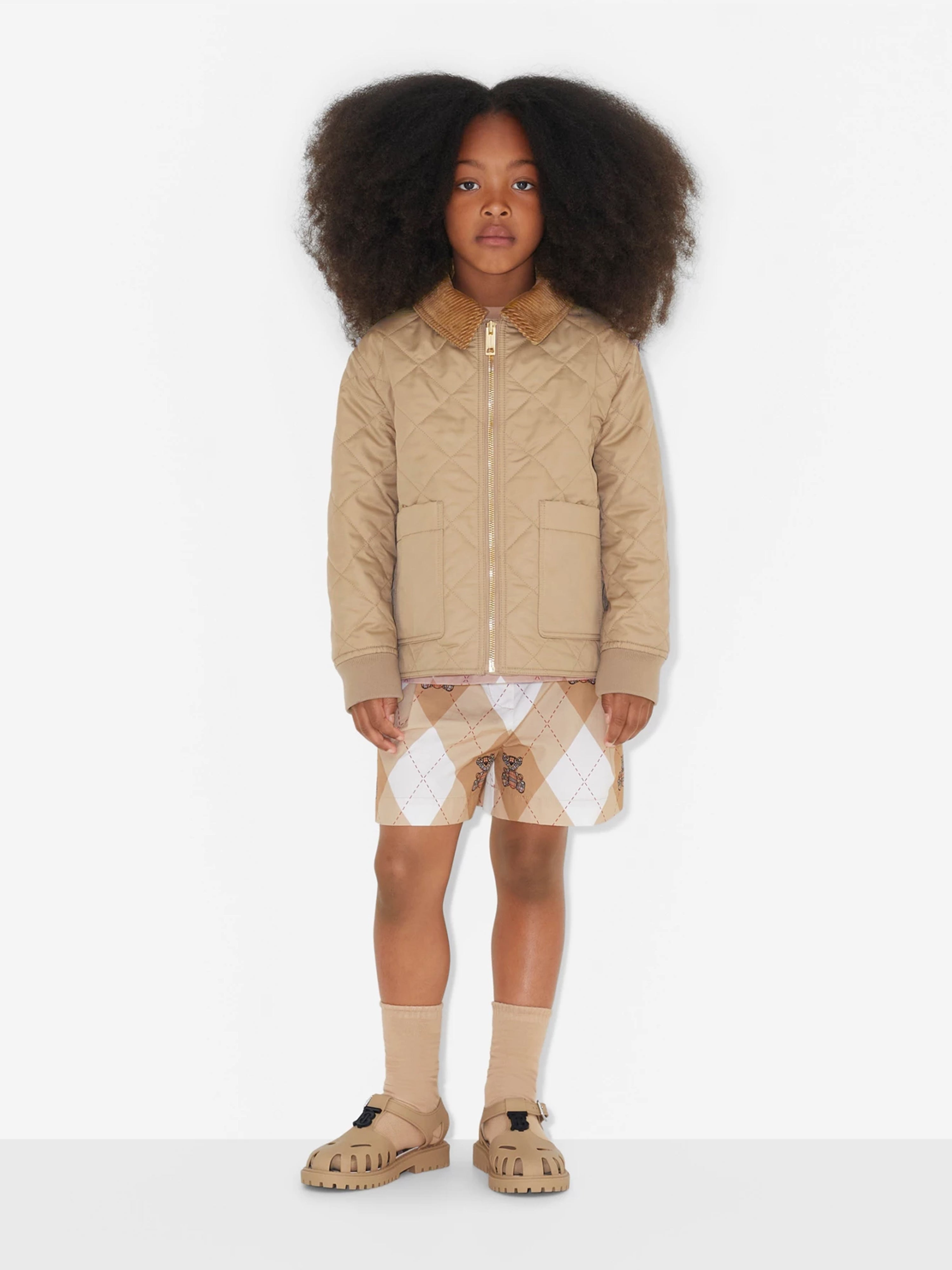 Girls Otis Quilted Coat in Beige
