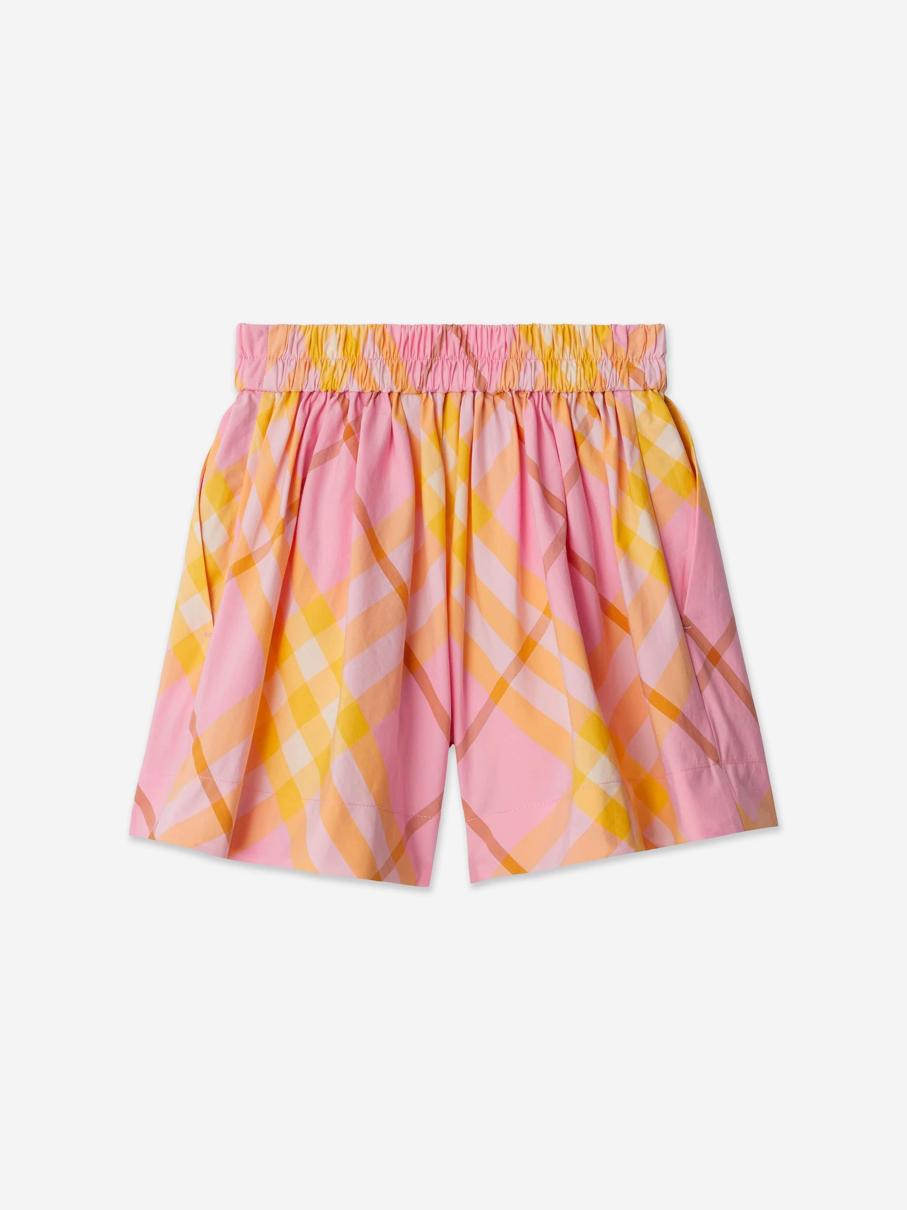 Burberry Girls Marcy Check Shorts in Pink