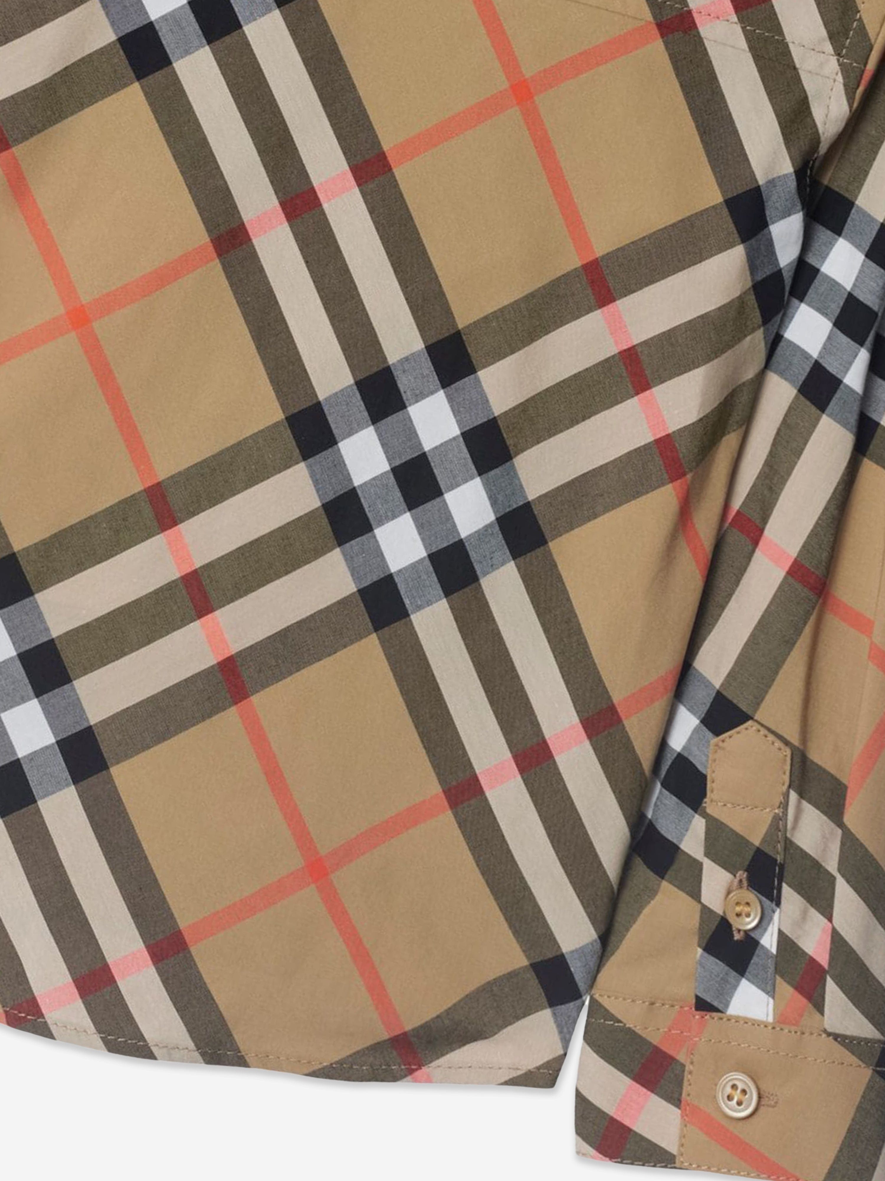 Burberry Baby Boys Qwen Long Sleeve Check Shirt in Beige