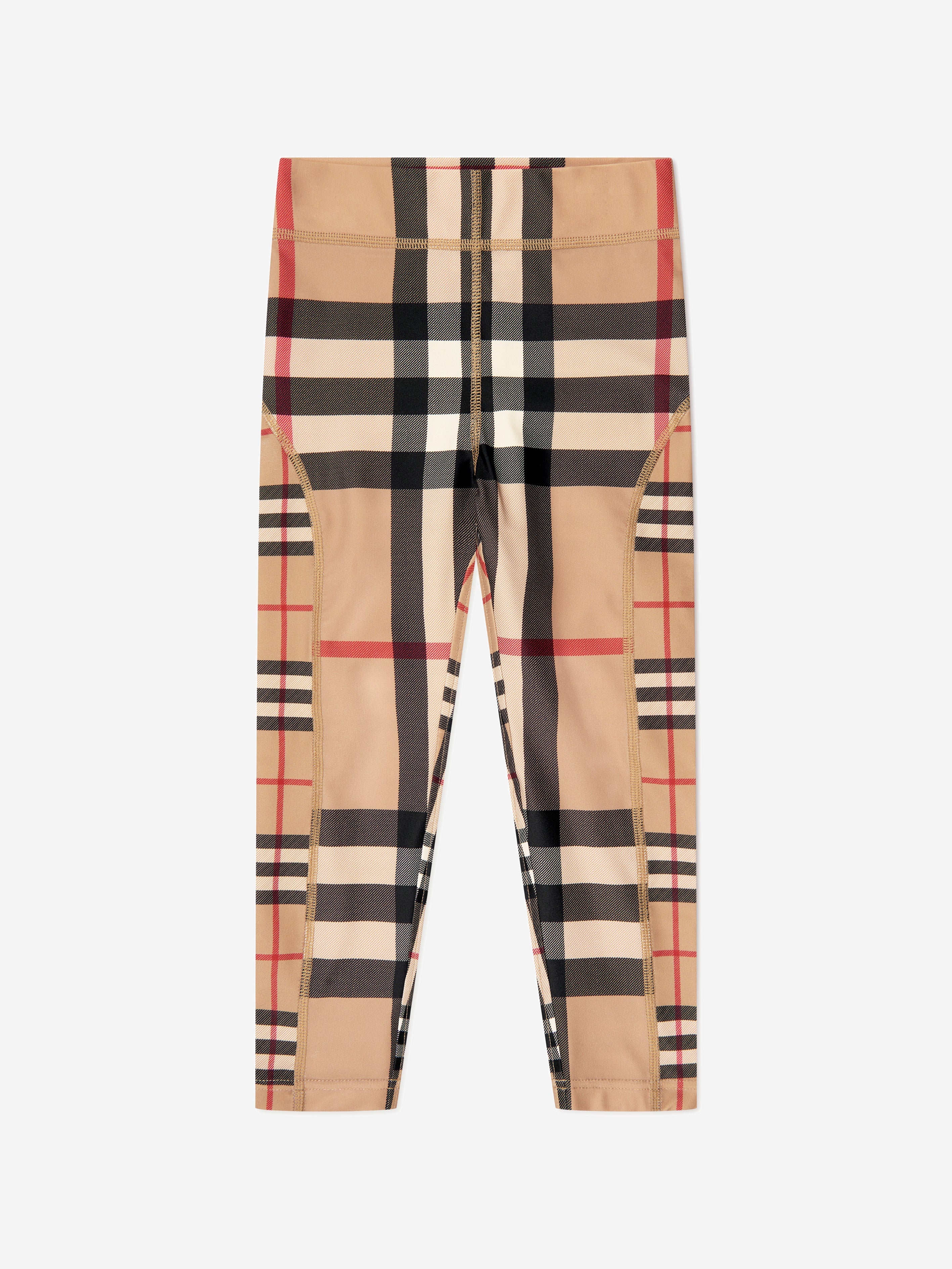 Girls Isabella Check Leggings in Beige