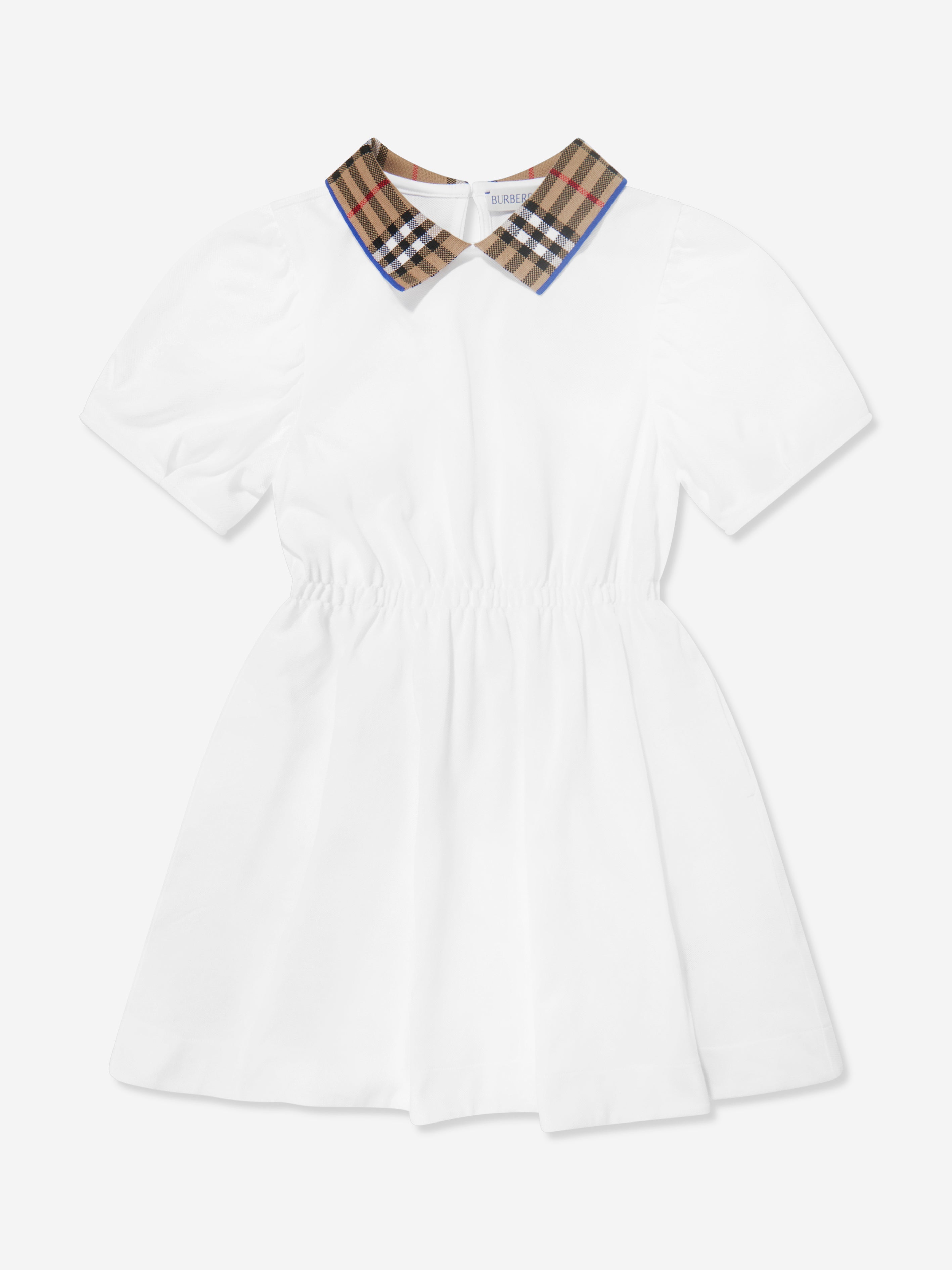 Girls Check Collar Alesea Dress in White