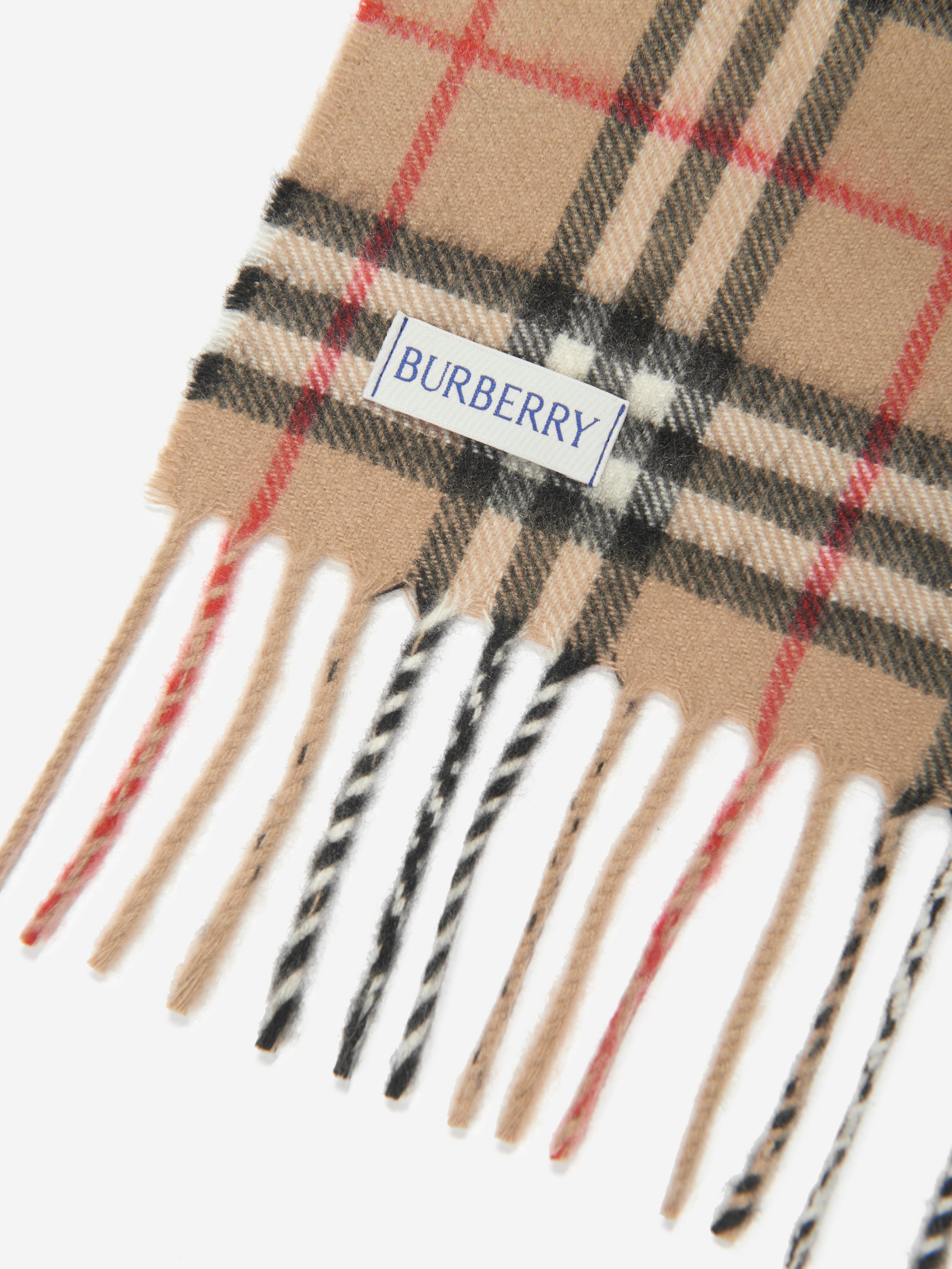 Kids Vintage Check Cashmere Scarf in Beige