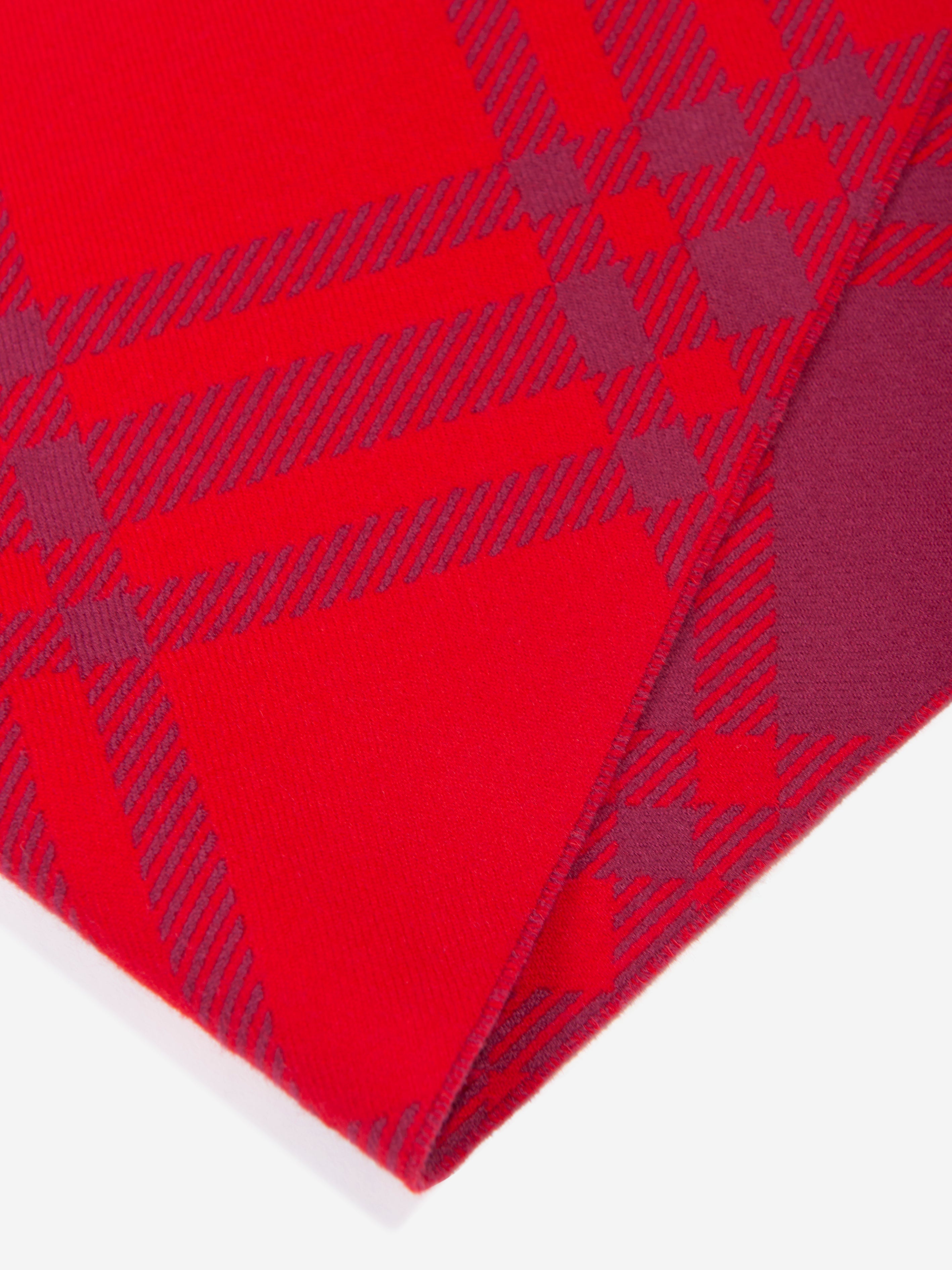 Kids Bias Check Wool Scarf in Red