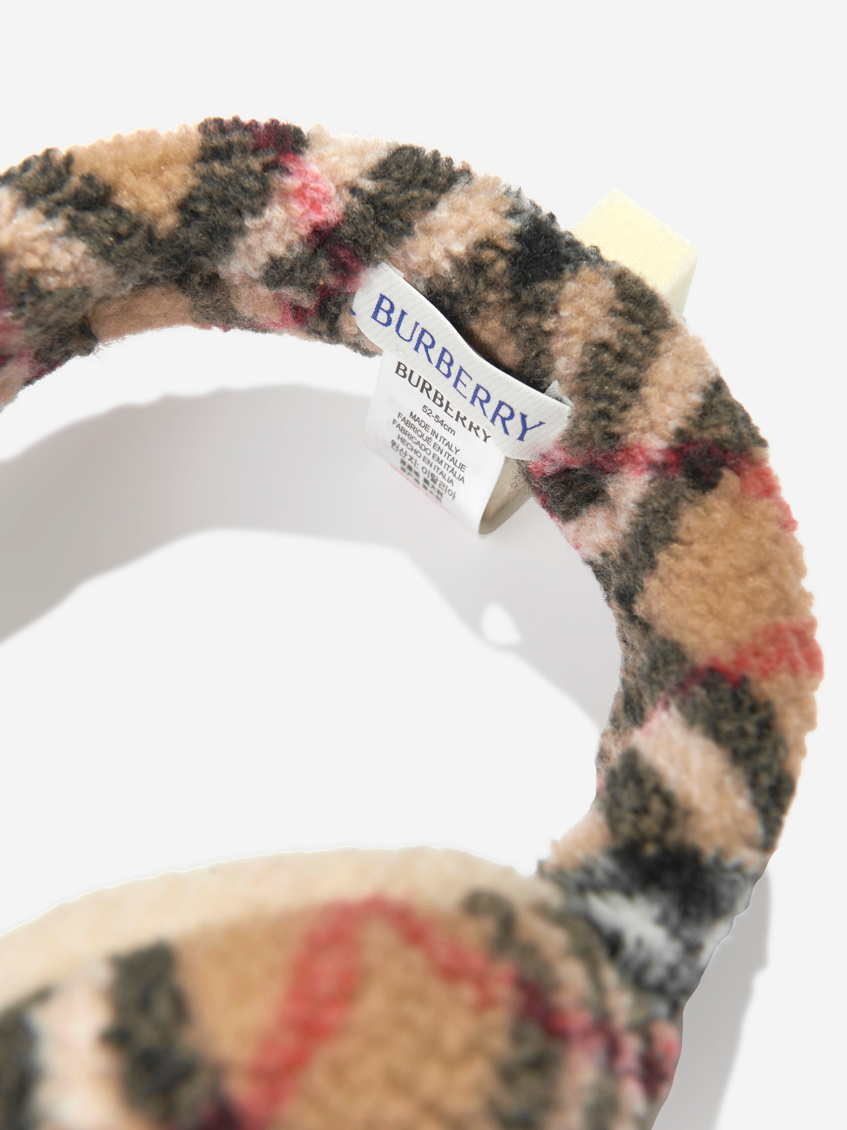Girls Check Fleece Earmuffs in Beige