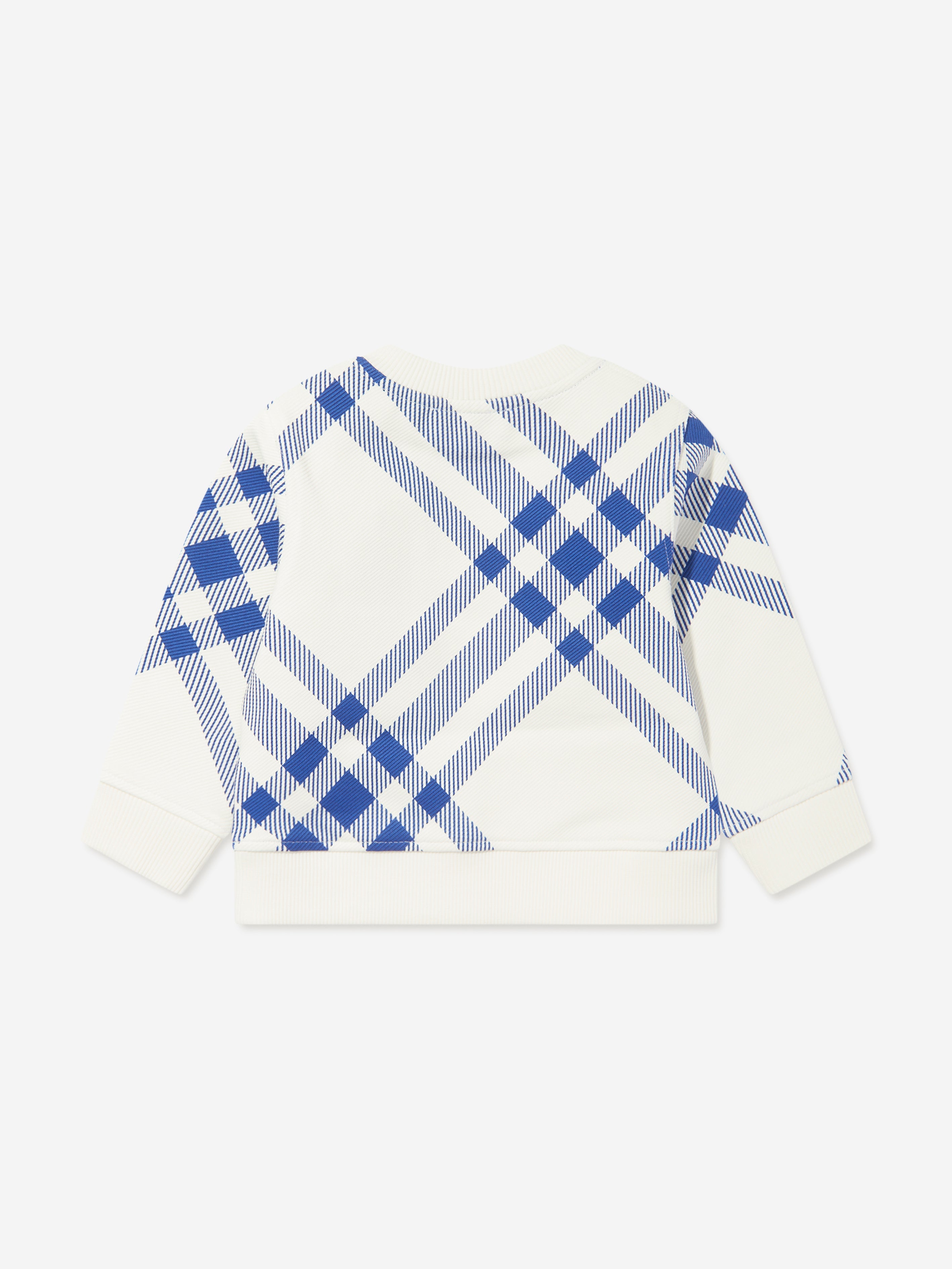 Baby Boys Bias Check Sweatshirt in White