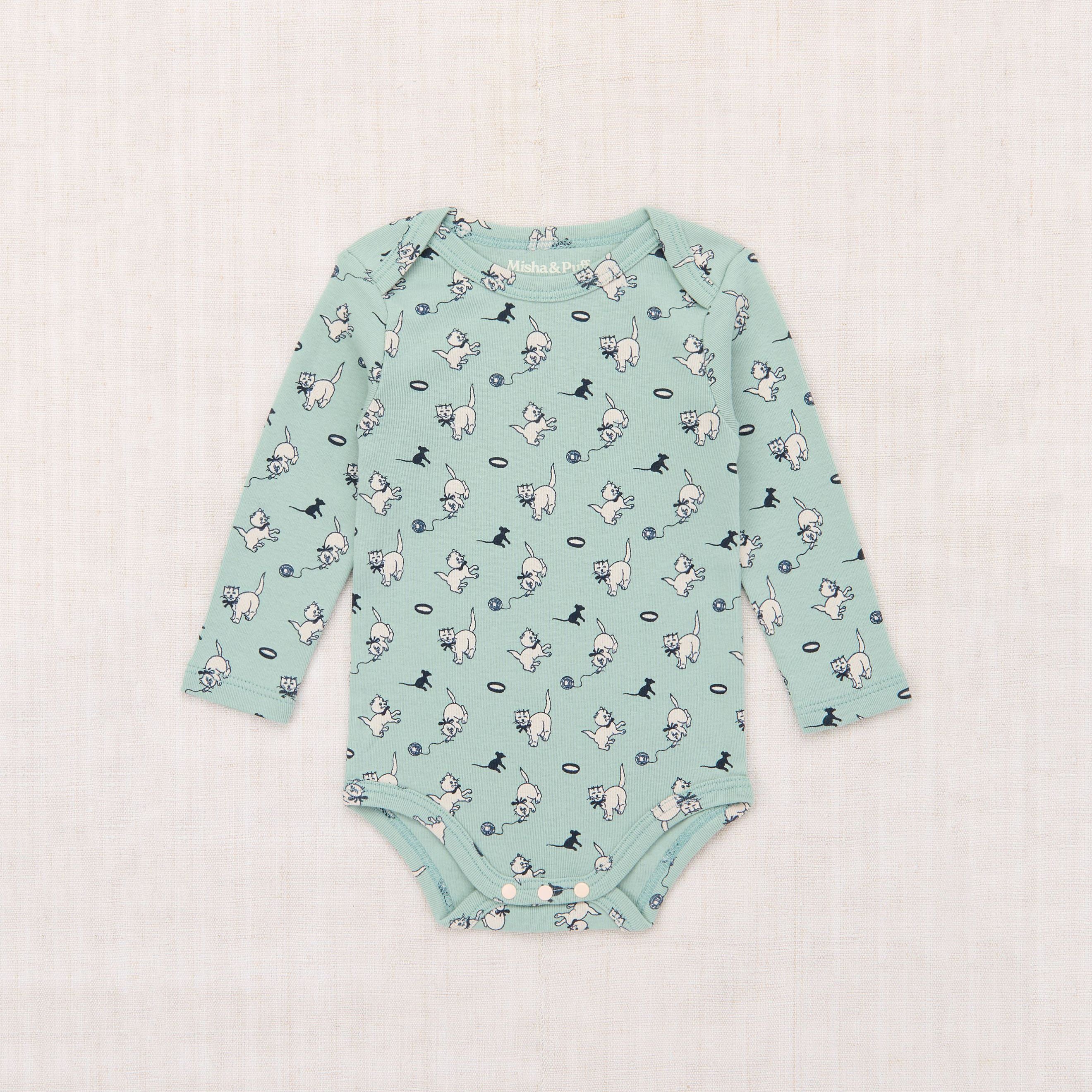 Baby Boys & Girls Green Printed Cotton Babysuit