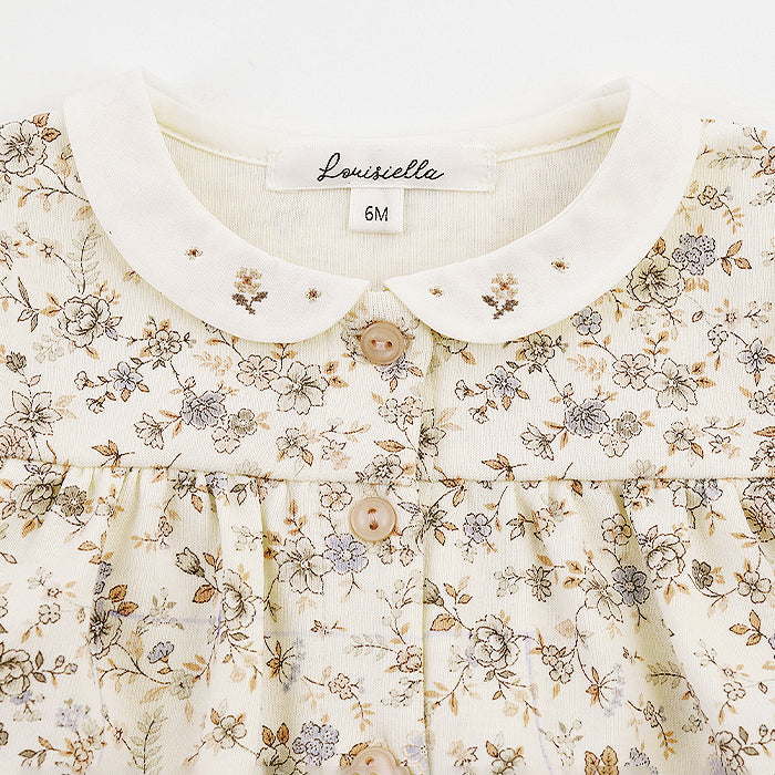 Baby Girls White Floral Cotton Babysuit