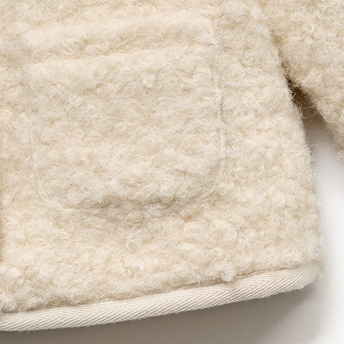 Baby Girls White Sherpa Fleece Padded Jacket