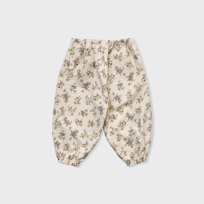 Baby Girls Beige Floral Cotton Trousers