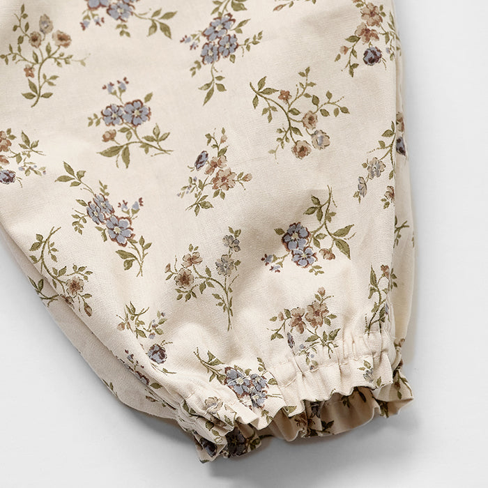 Baby Girls Beige Floral Cotton Trousers