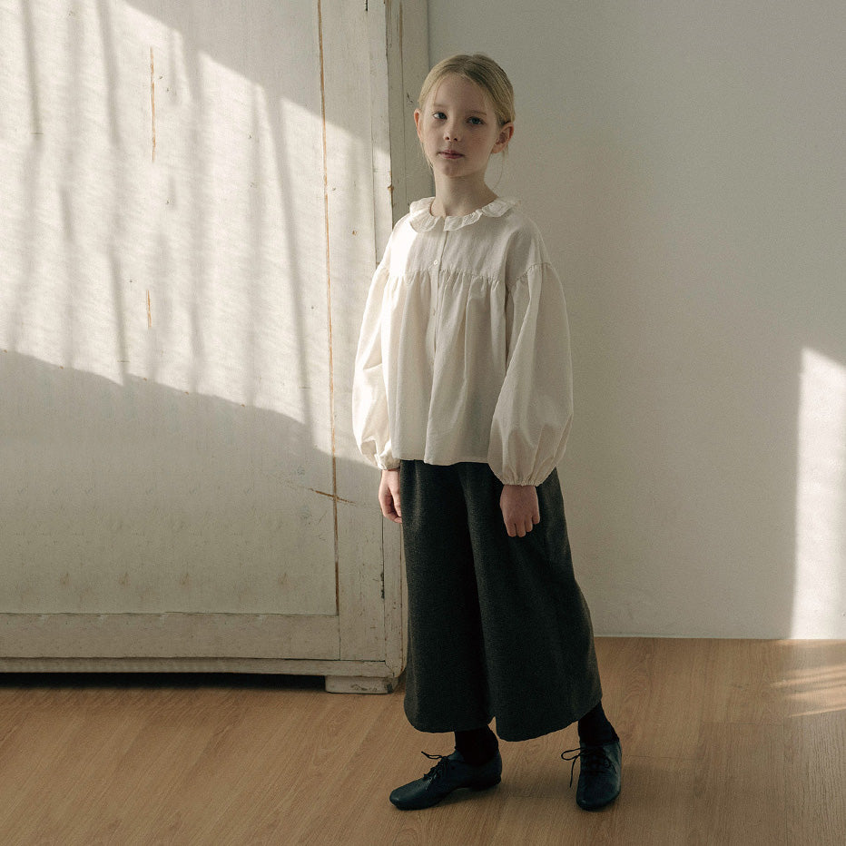 Girls Cream Ruffled Cotton Shirt