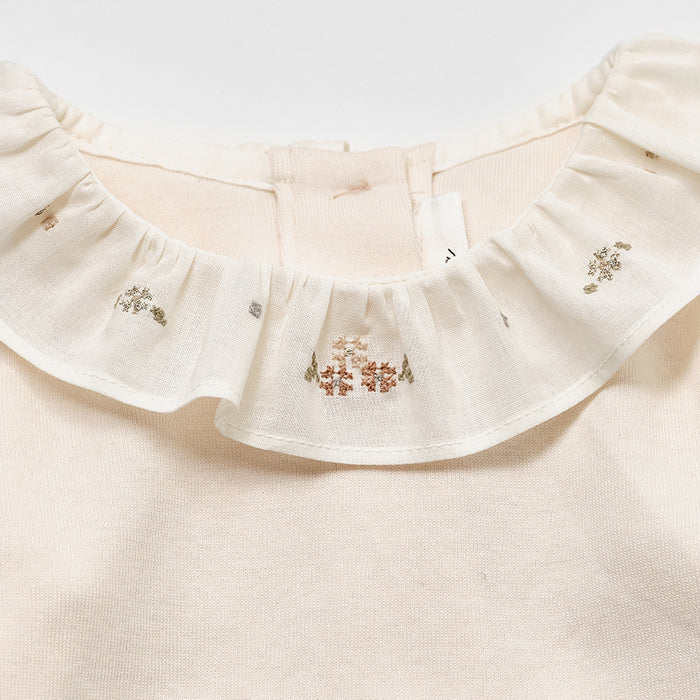 Baby Girls Pale Pink Ruffled Cotton Babysuit