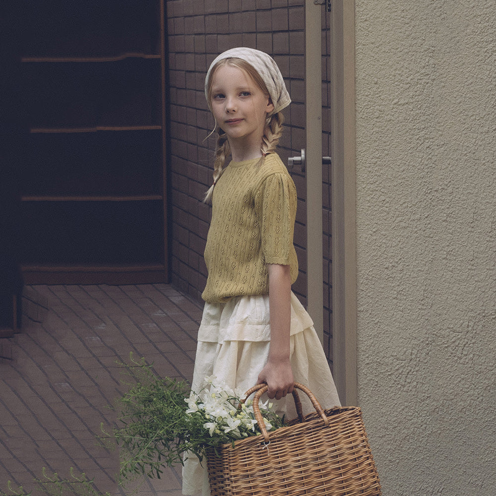 Girls Olive Cotton Knit Pullover