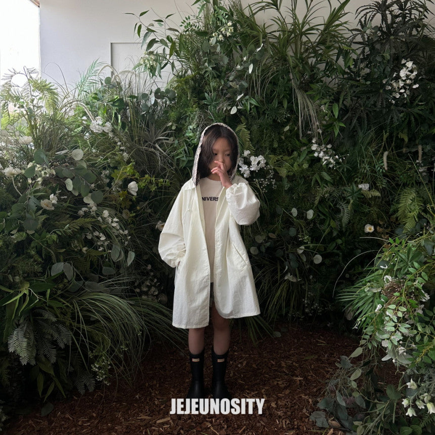 Girls White Hooded Coat