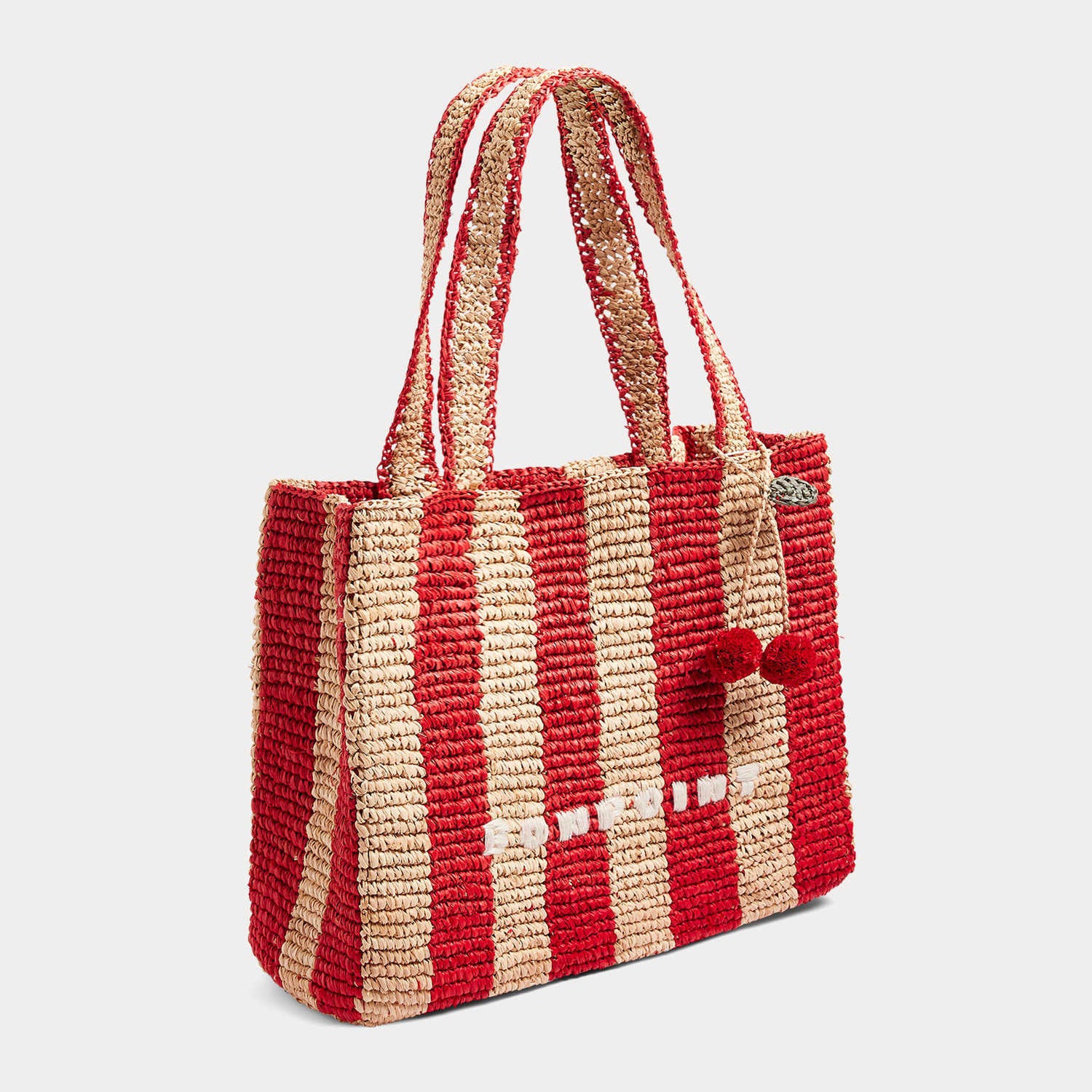 Girls Poppy Stripes Raffia Handbag(24x33x12cm)