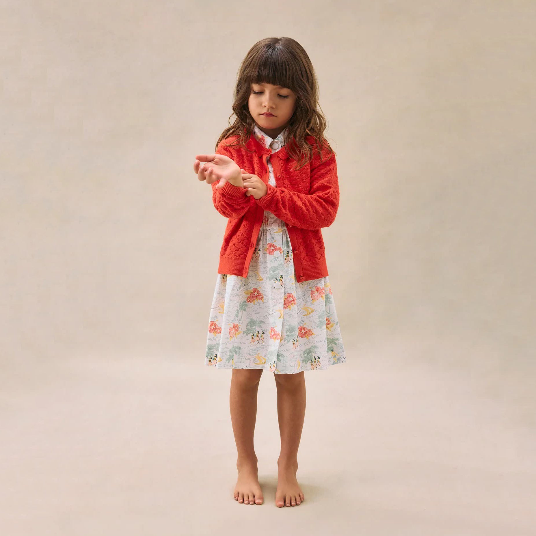 Girls Poppy Knit Cotton Cardigan