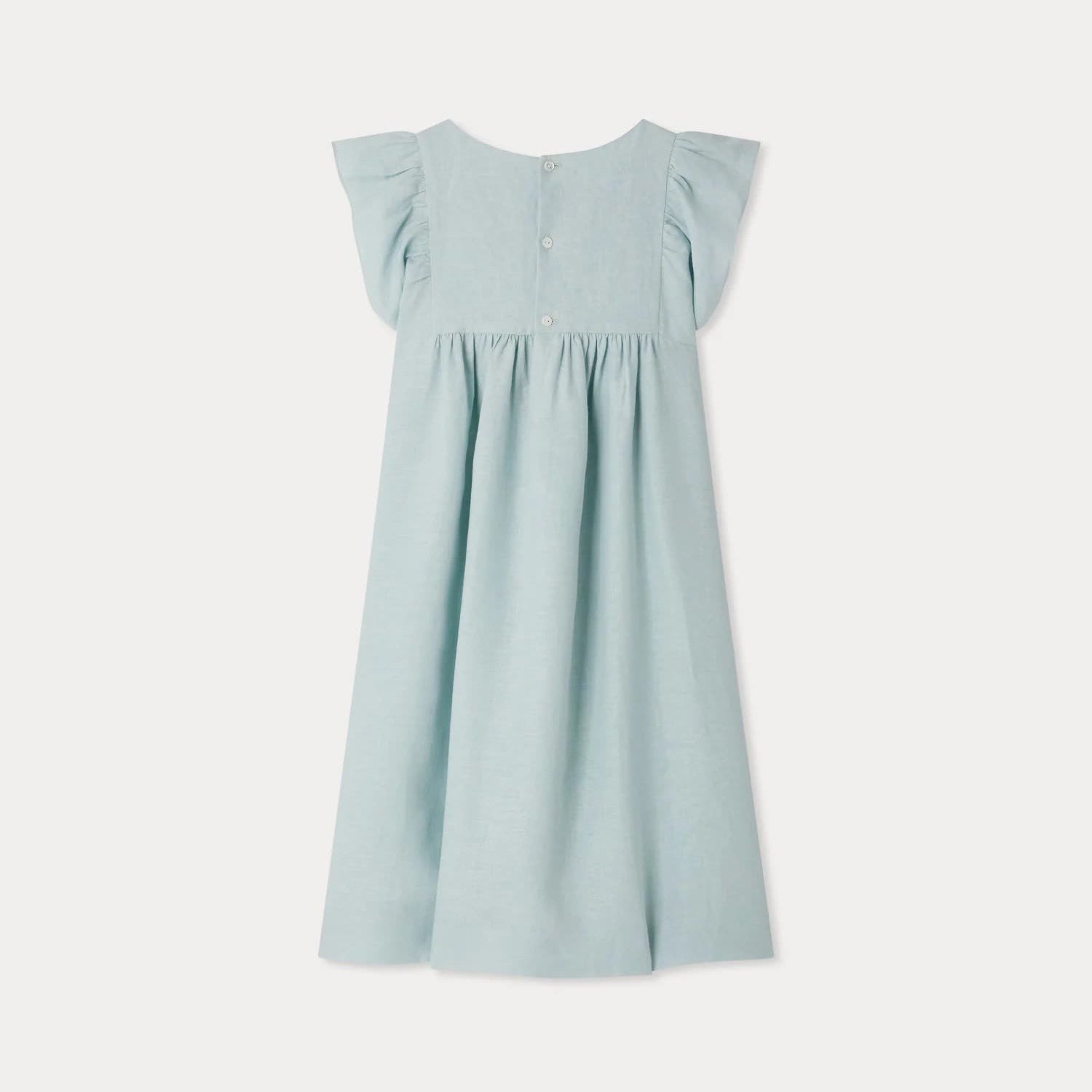 Girls Light Blue Linen Dress