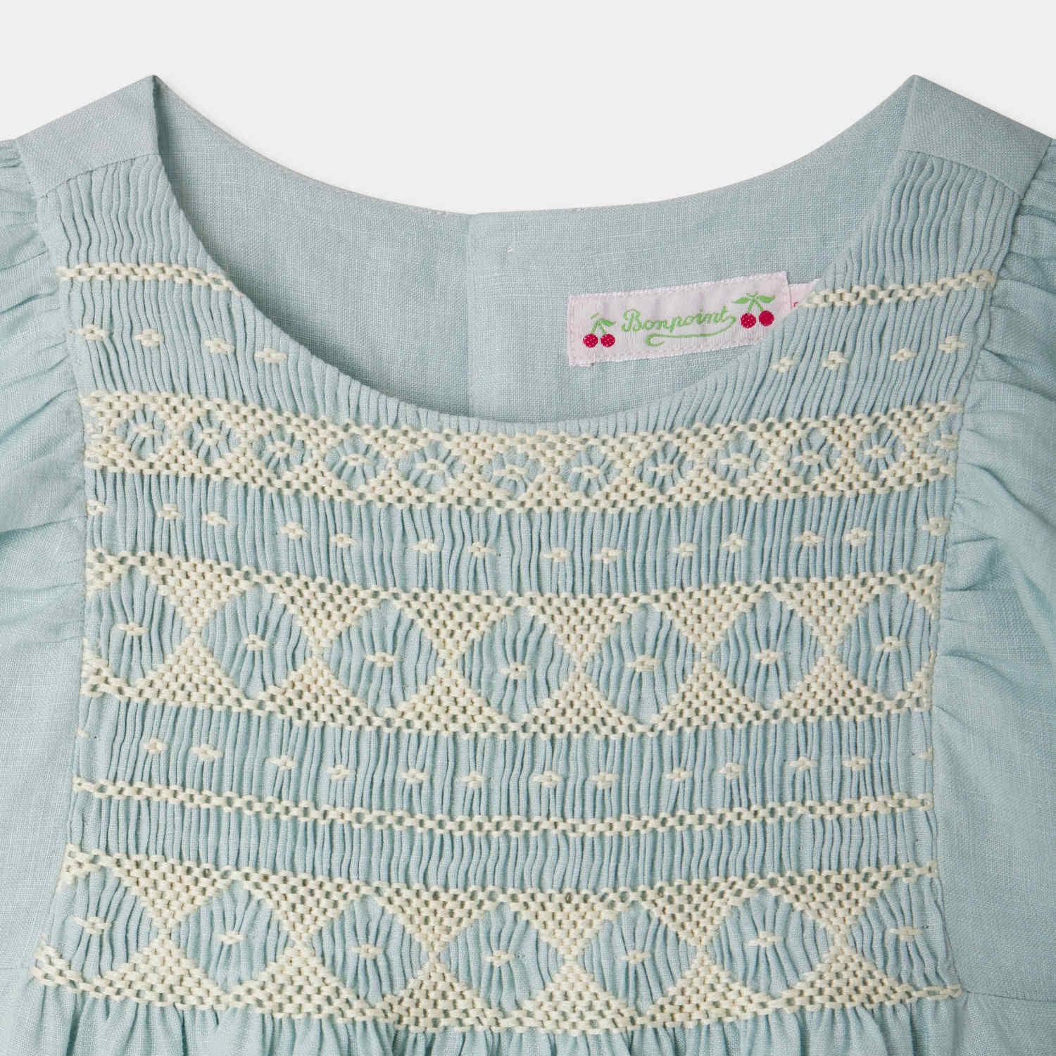 Girls Light Blue Linen Dress