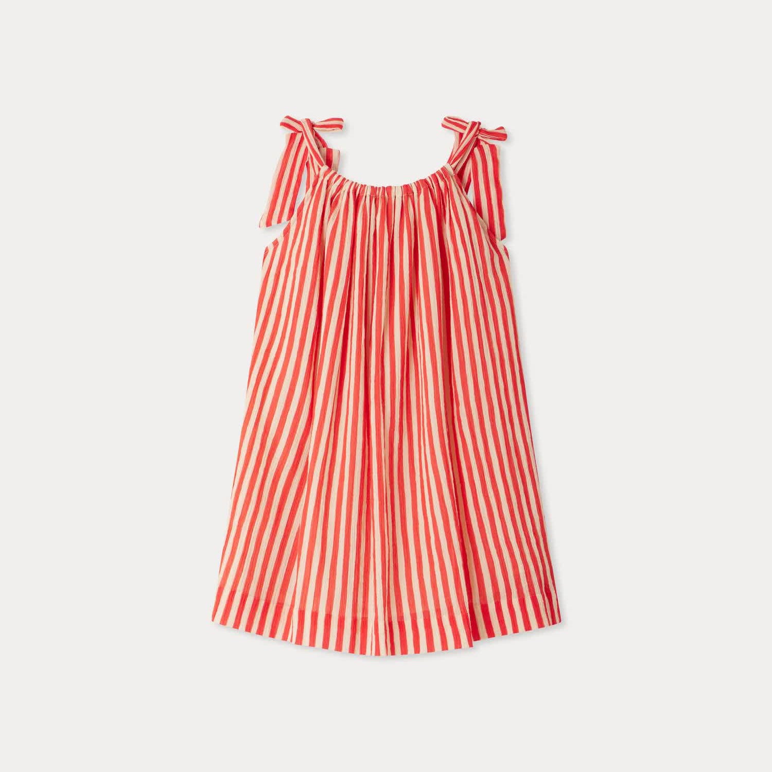 Girls Red Stripes Cotton Dress