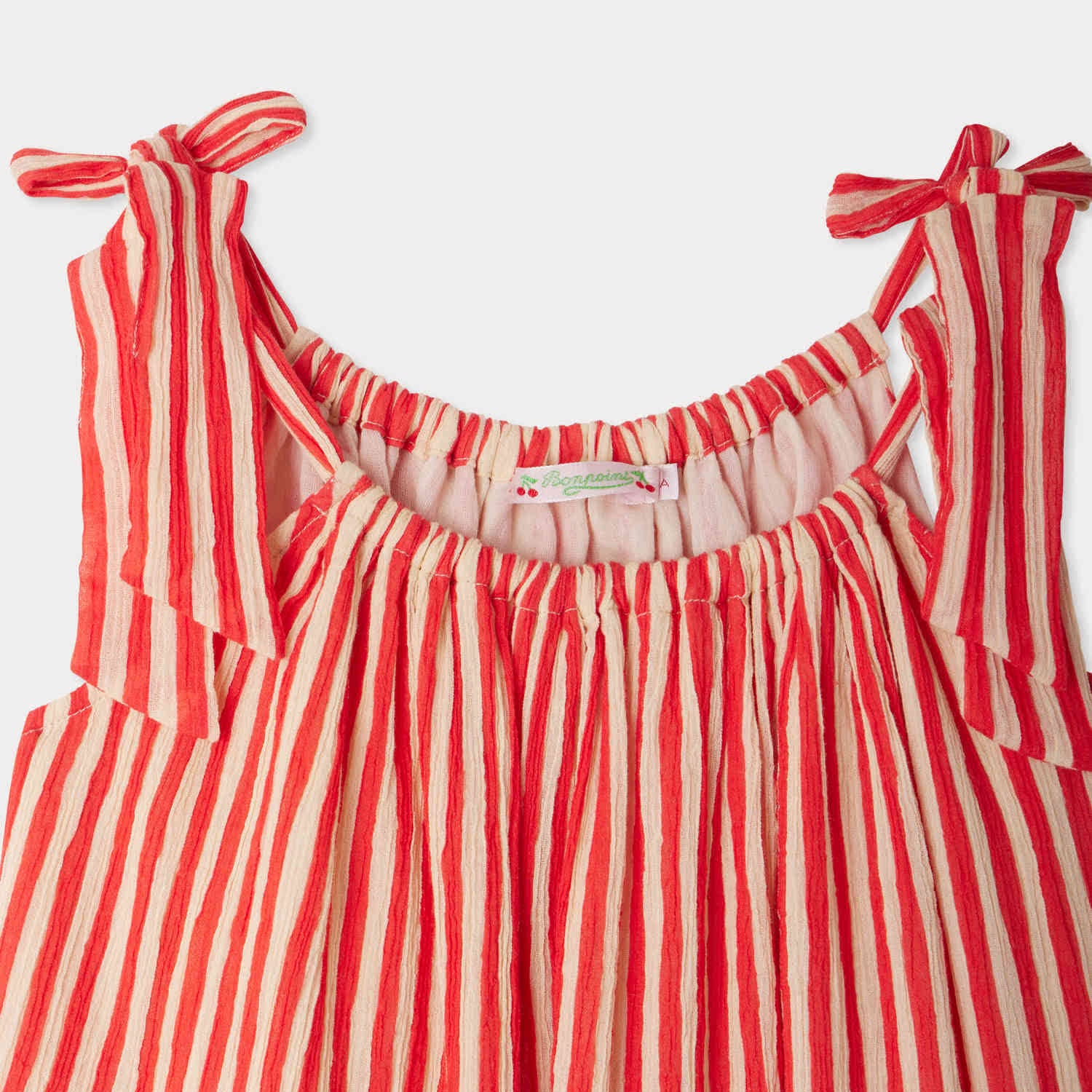 Girls Red Stripes Cotton Dress