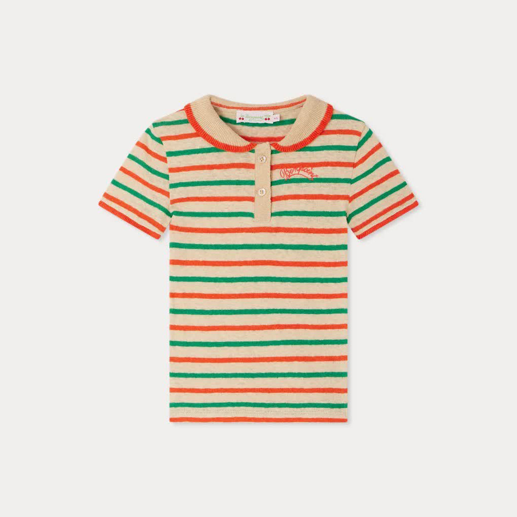 Girls Multicolor Stripes Cotton T-Shirt