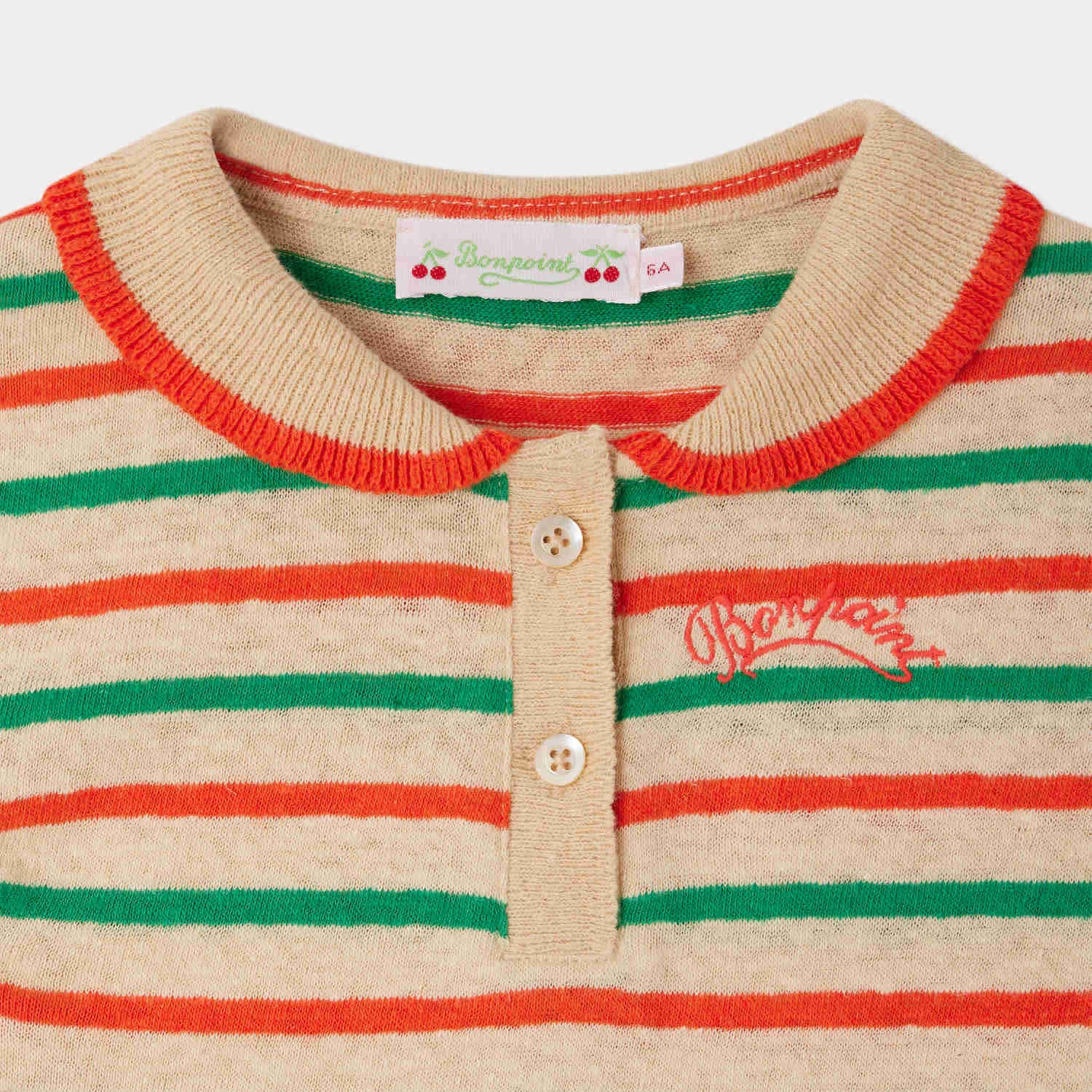Girls Multicolor Stripes Cotton T-Shirt