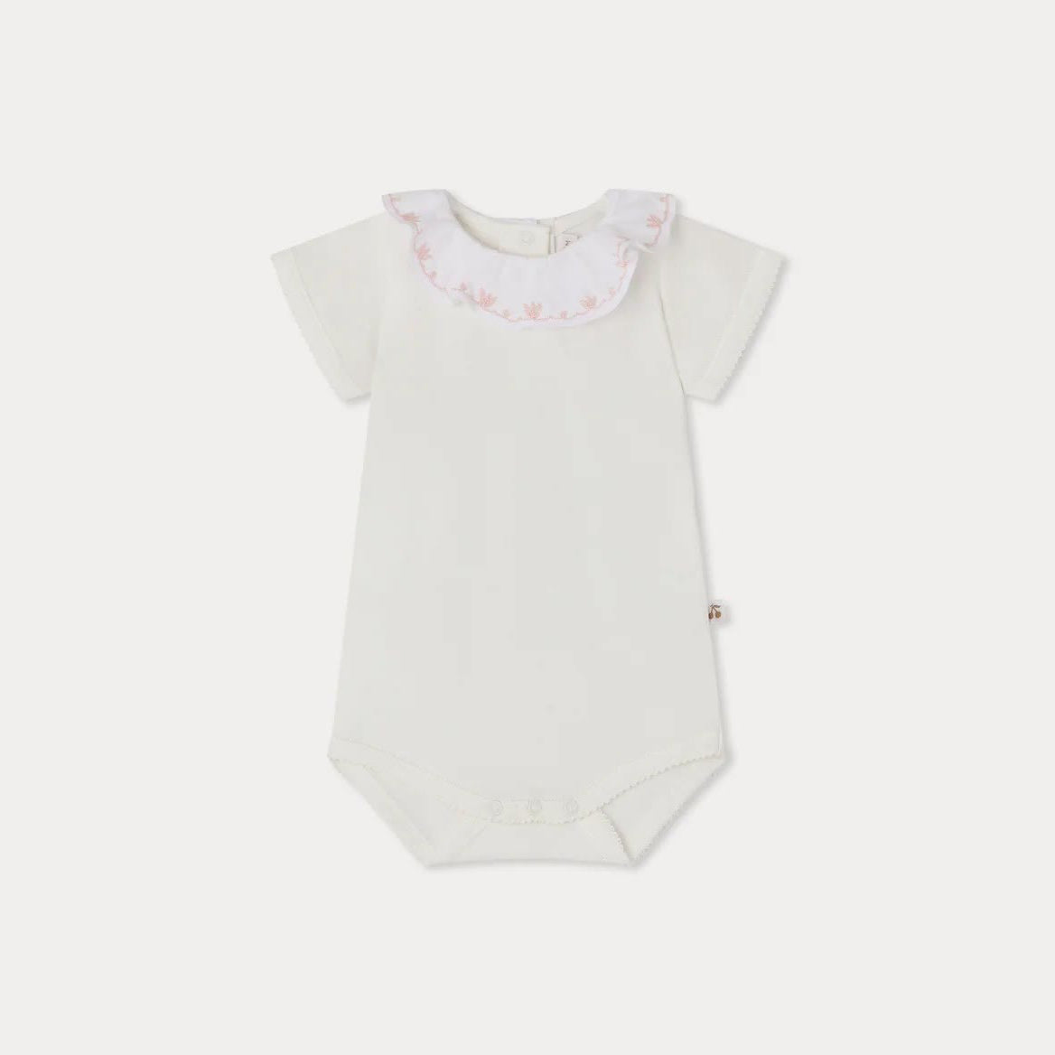 Baby Girls White Cotton Babysuit