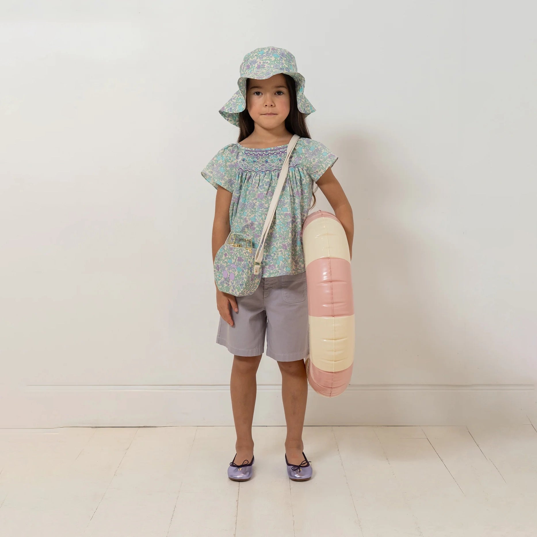 Girls Green Floral Cotton Blouse