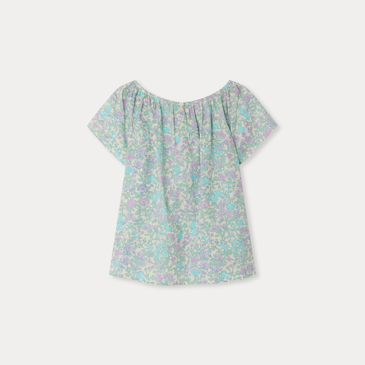 Girls Green Floral Cotton Blouse