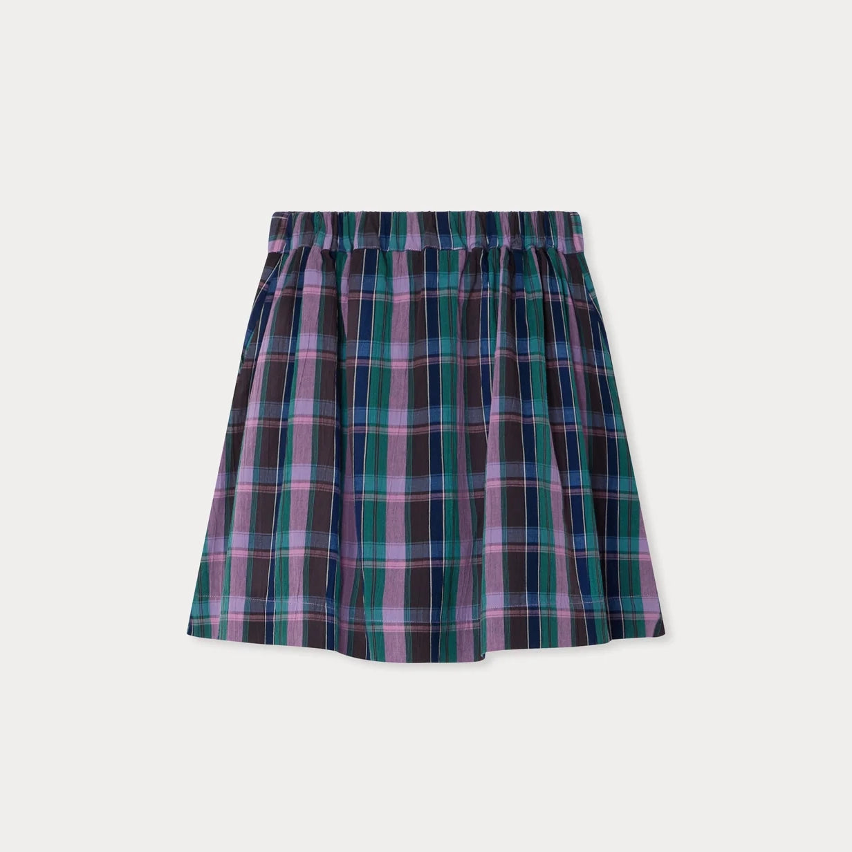 Girls Violet Check Cotton Skirt