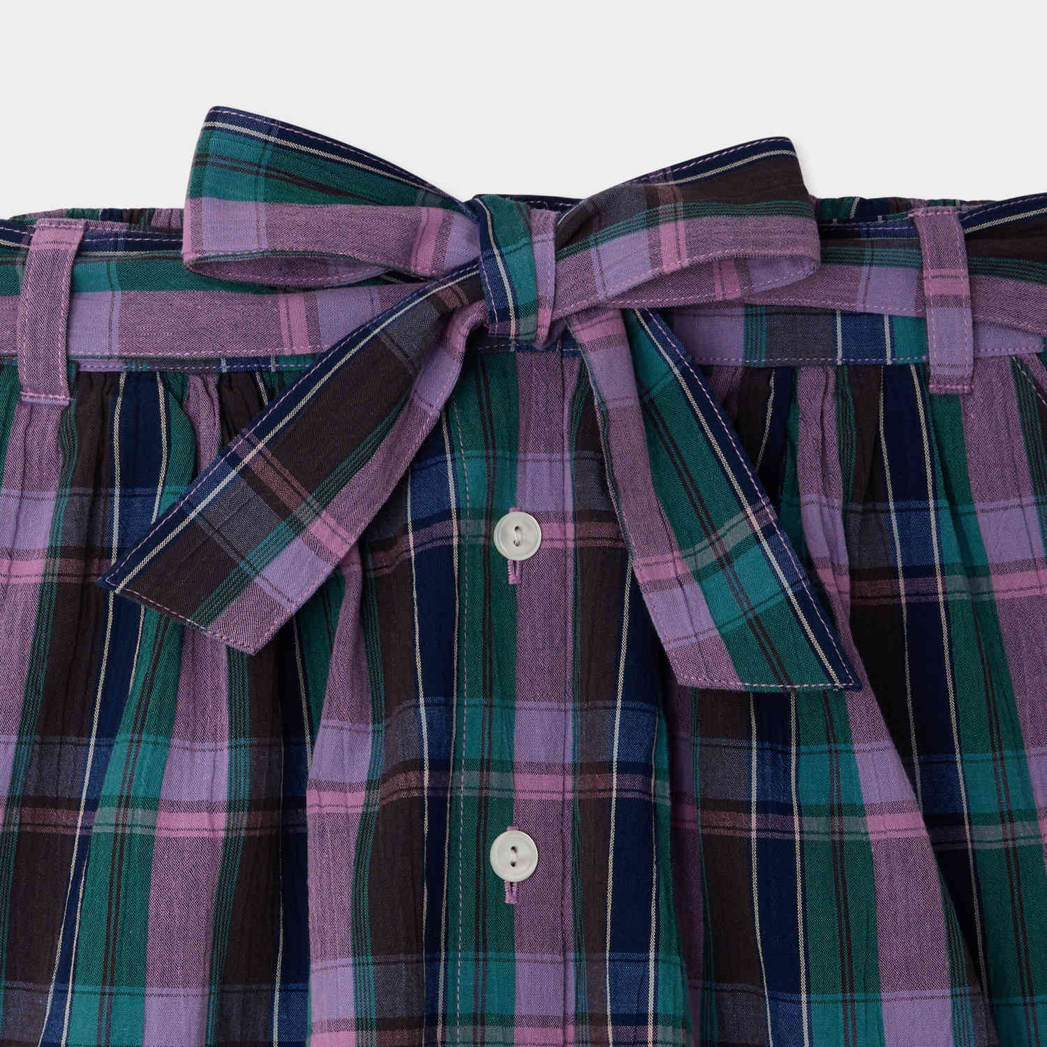 Girls Violet Check Cotton Skirt