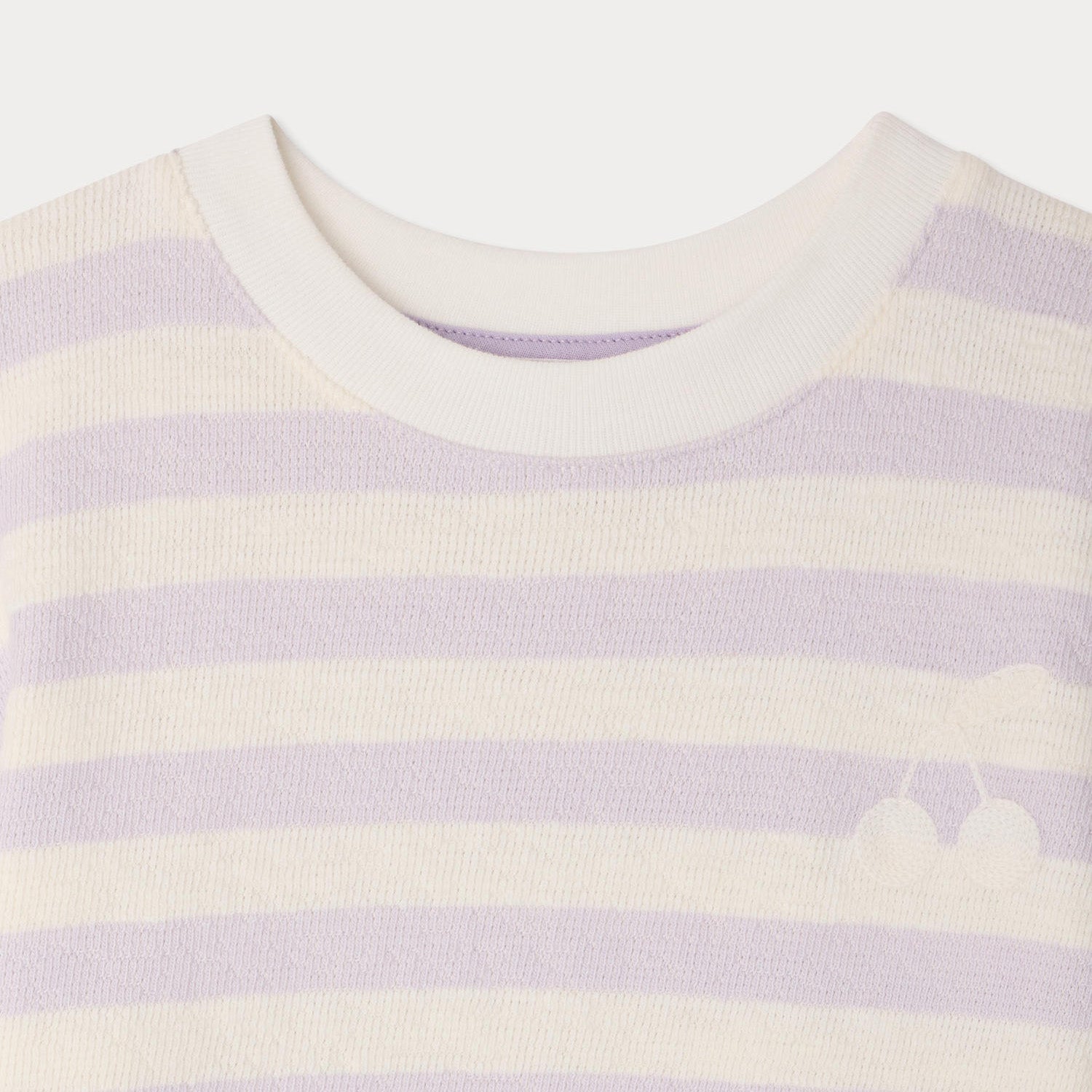 Girls Lilac Stripes Cotton T-Shirt