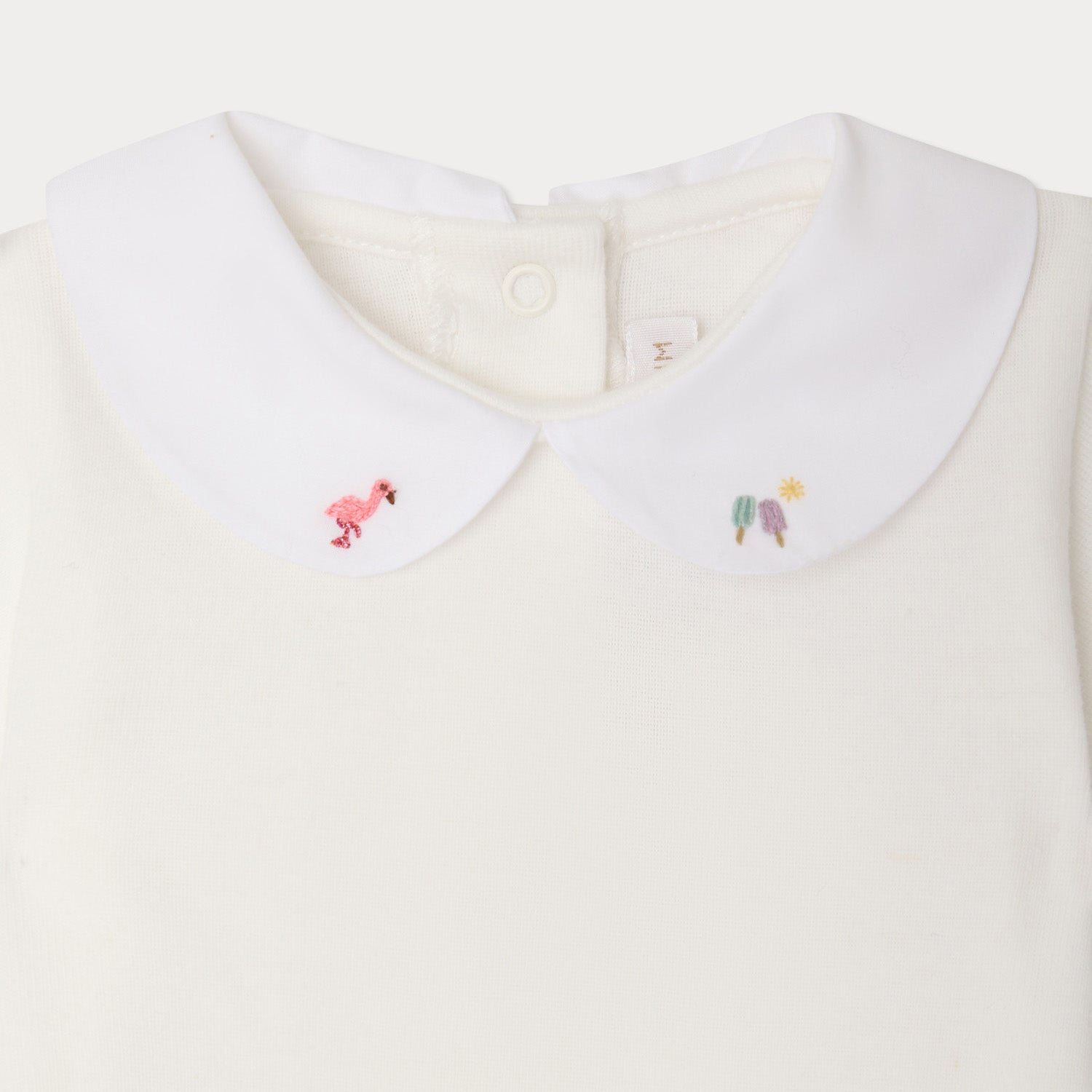 Baby Girls White Embroidered Cotton Babysuit