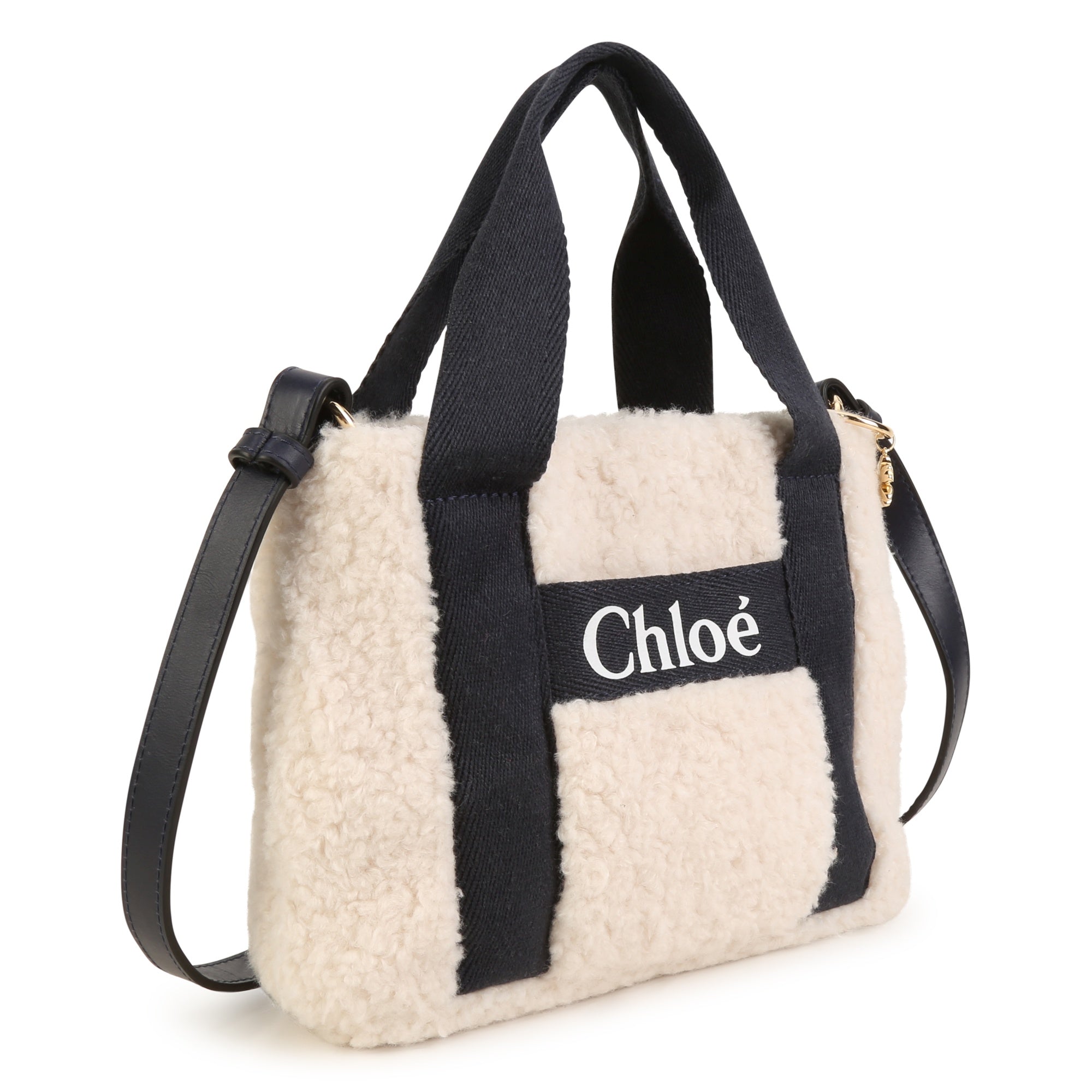 Girls White Logo Sherpa Fleece Handbag(29cm)