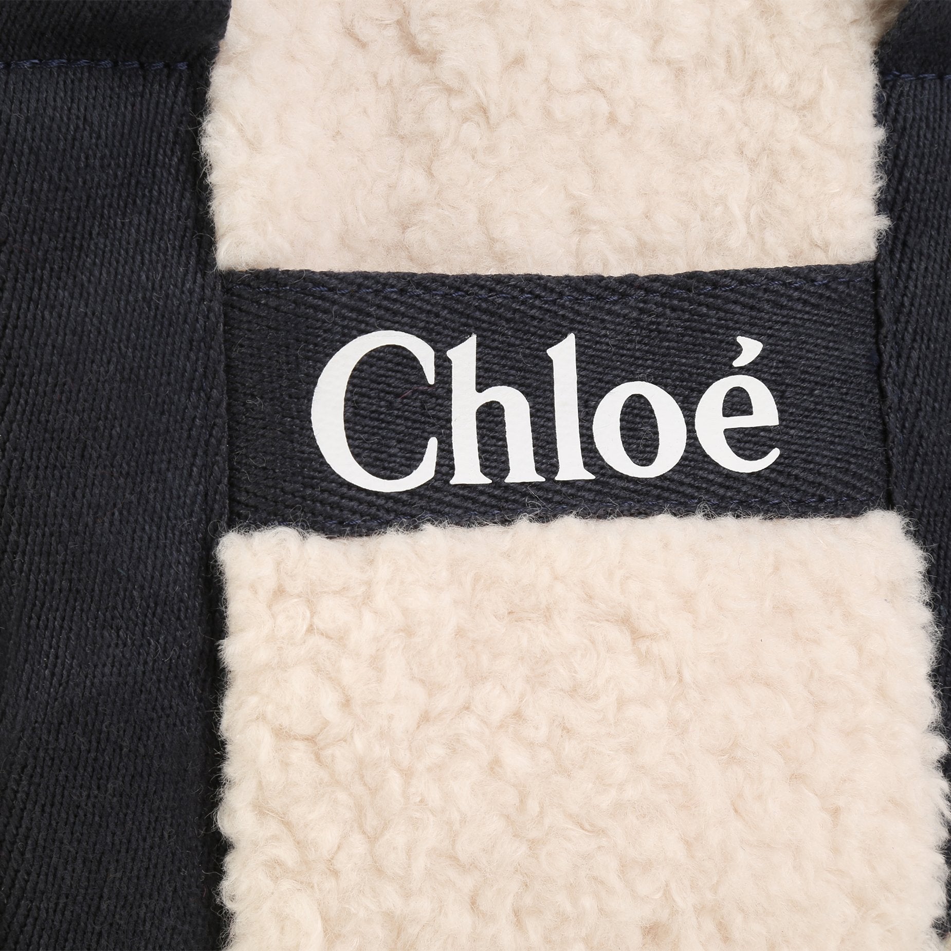 Girls White Logo Sherpa Fleece Handbag(29cm)